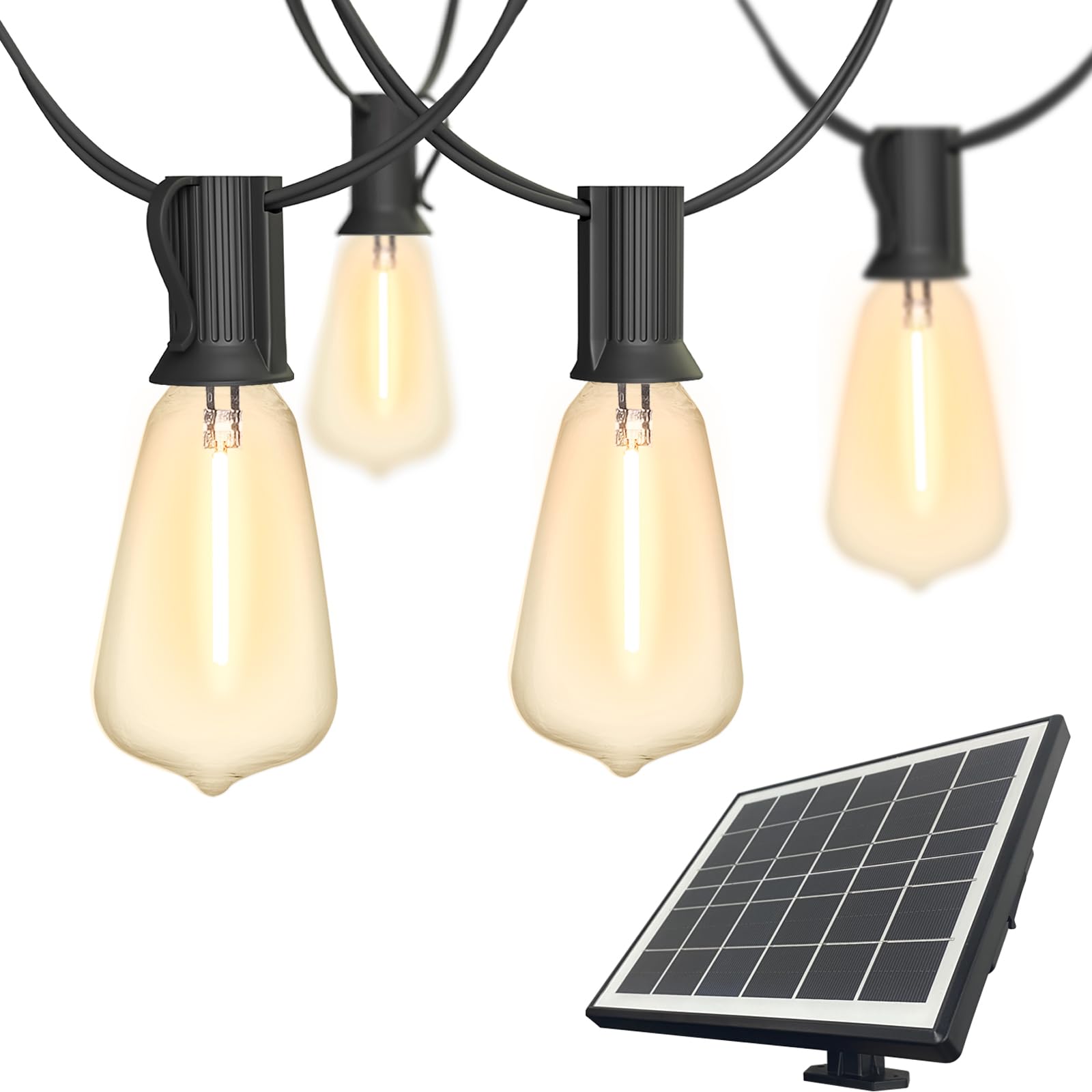 Banord St38 Solar String Lights, 100Ft Solar Outdoor Lights With 49 Shatterproof Led Bulbs, Outdoor Hanging String Lights Waterproof Patio Lights For Outside, Backyard, Porch, Garden, Party, Camping