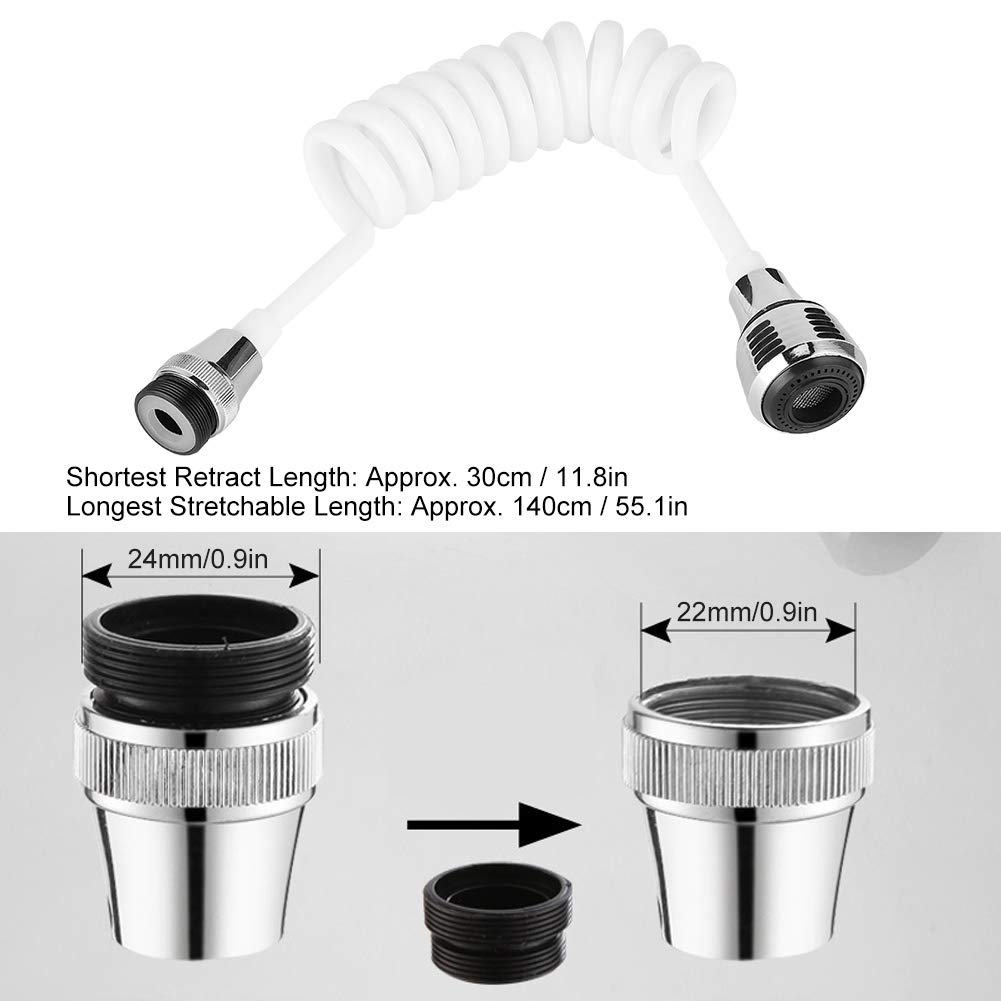 Tomotato Kitchen Faucet Extender Hose, Sink Faucet Sprayer Attachment Faucet Extender For Kitchen Sink Long Hose Retractable Foaming Water Tap Flexible Tap Extension For Kitchen Sink(White)