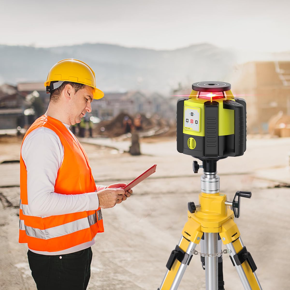 Moeter Elevator Tripod, Heavy-Duty Survey Tripod With 5/8"-11 Thread – Adjustable Height 27-66 Inches, With Non-Skid Feet & Shoulder Strap For Laser Level Construction Surveying