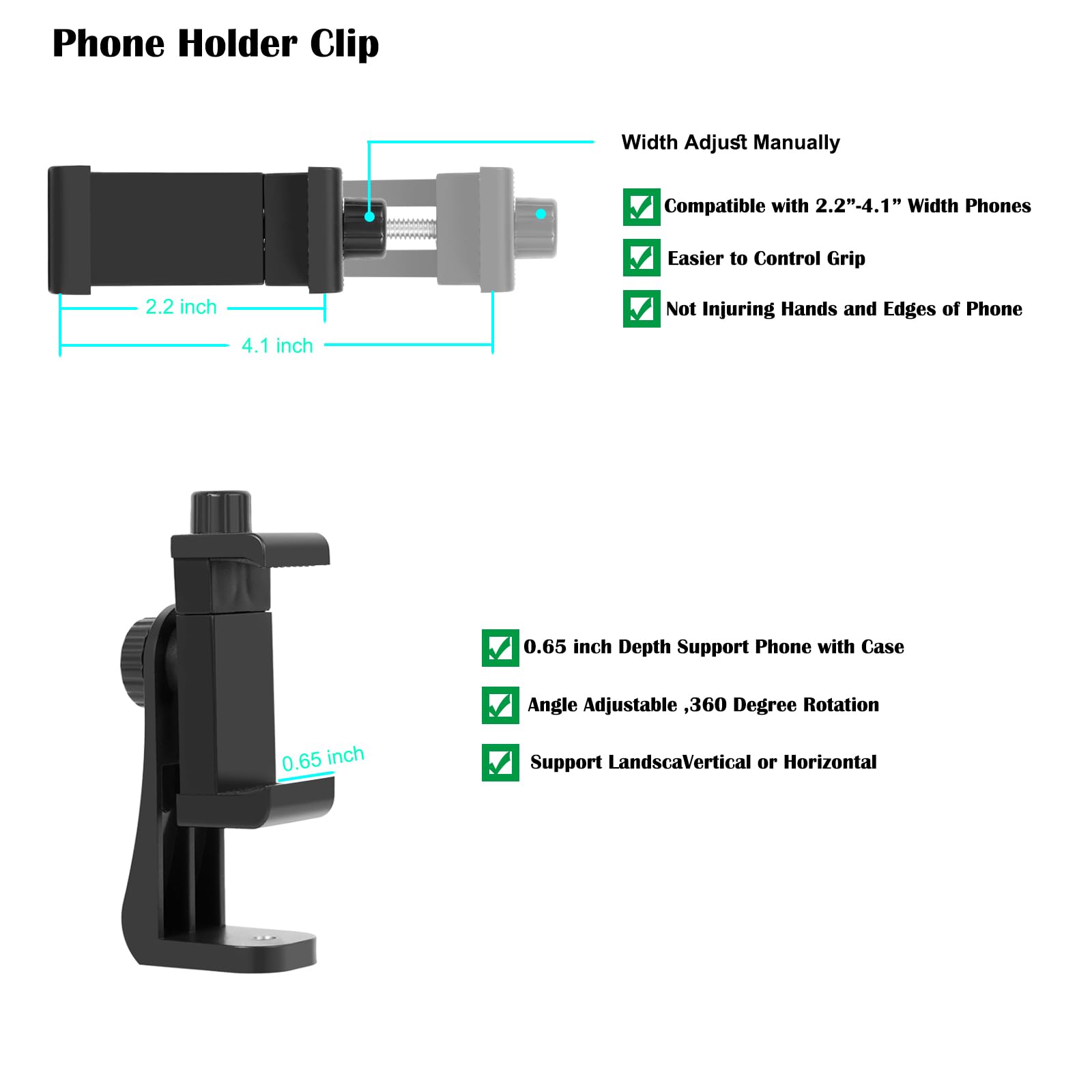 Didbynm Small Phone Tripod,Desktop Iphone Tripod With Cell Phone Clip,Stable-Non-Slip,360°& Width Adjustable Compatible With Iphone/Android/Camera For Record/Vlog