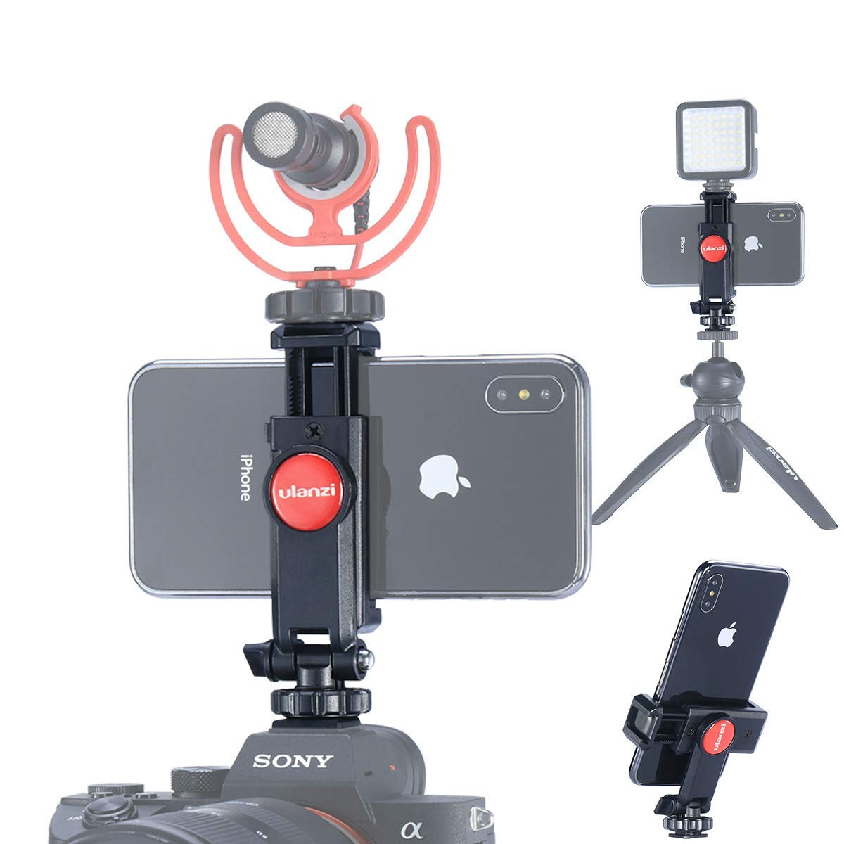 Ulanzi Select St-06 Camera Hot Shoe Phone Tripod Mount Adapter 360 Rotation Phone Holder With Cold Shoe For Mic Light Stand Compatible With Canon Nikon Sony Dslr For Dji Ronin Sc Gimbal Stabilizer