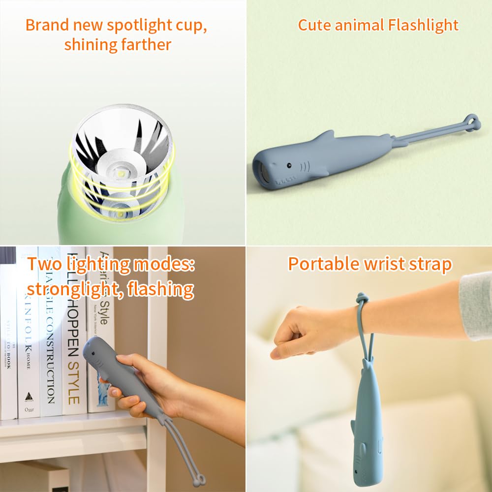 Yzyoe  Rechargeable Led Flashlight, Cute Animal Shaped Silicone Flashlight, Comfortable Touch Lasting Press To Adjust Brightness Portable Outdoor Lighting Creative Light.