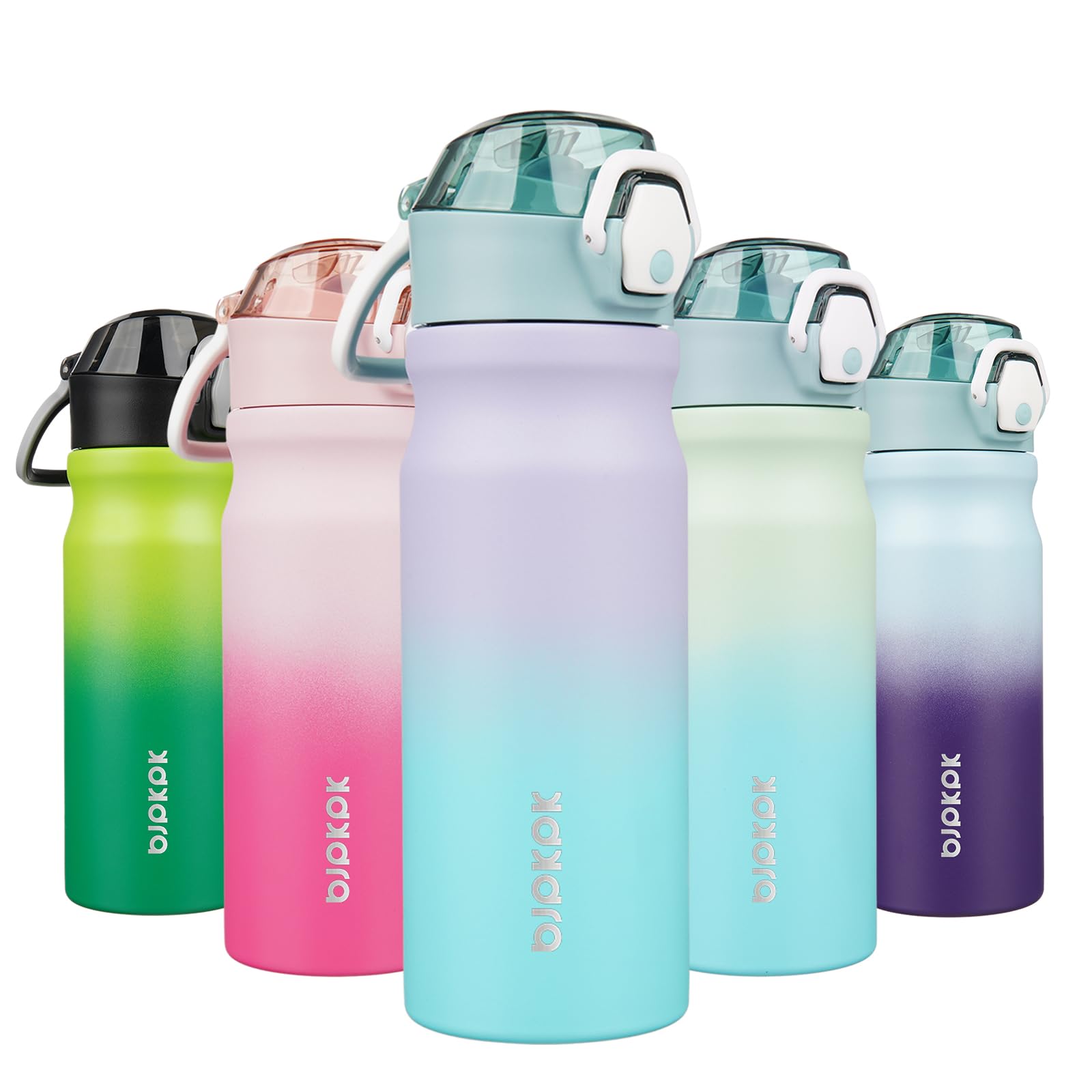 Bjpkpk Water Bottle With Straw 18Oz Insulated Water Bottles Reusable Stainless Steel Metal