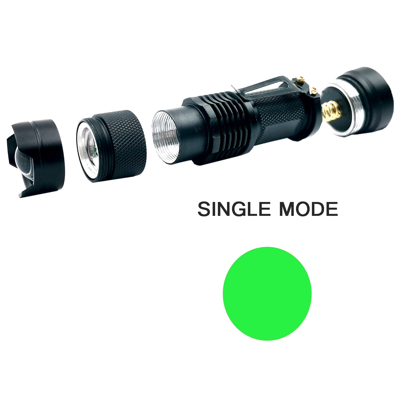 Xysrz 4 Pack One Mode Green Light Flashlight With Clip Zoomable Green Led Flashlight Green Flashlight For Hunting Fishing Night Observation