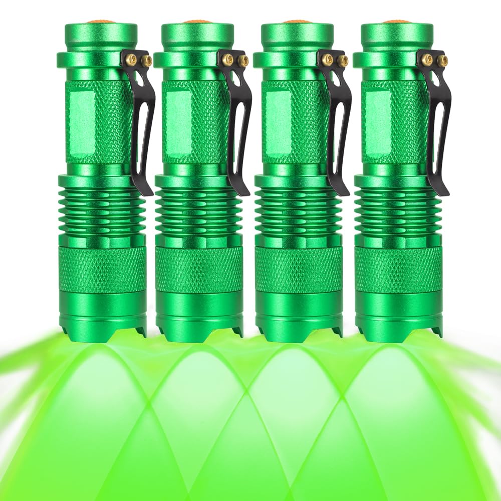 Raysoar 4 Pack Green Light Flashlight, 3 Mode Green Led Flashlight, Green Light For Night Observation