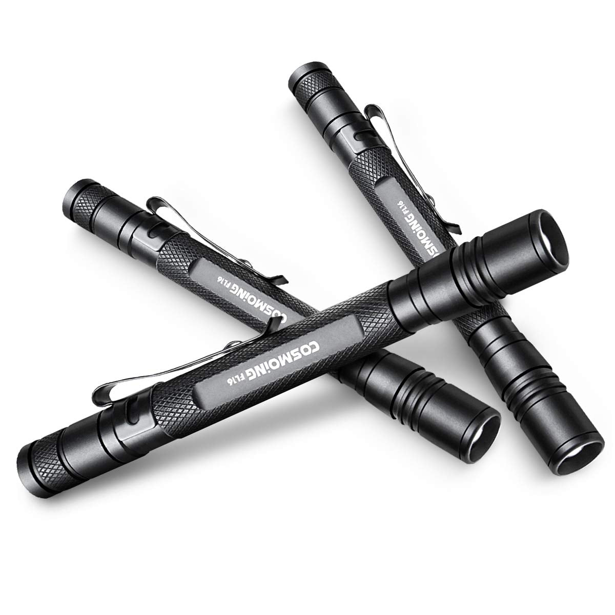 Cosmoing 3 Pack Led Pen Flashlight, Adjustable Focus, Waterproof, 150 Lumen, Battery Powered, 3 Modes, 3 Aaa Batteries Not Included