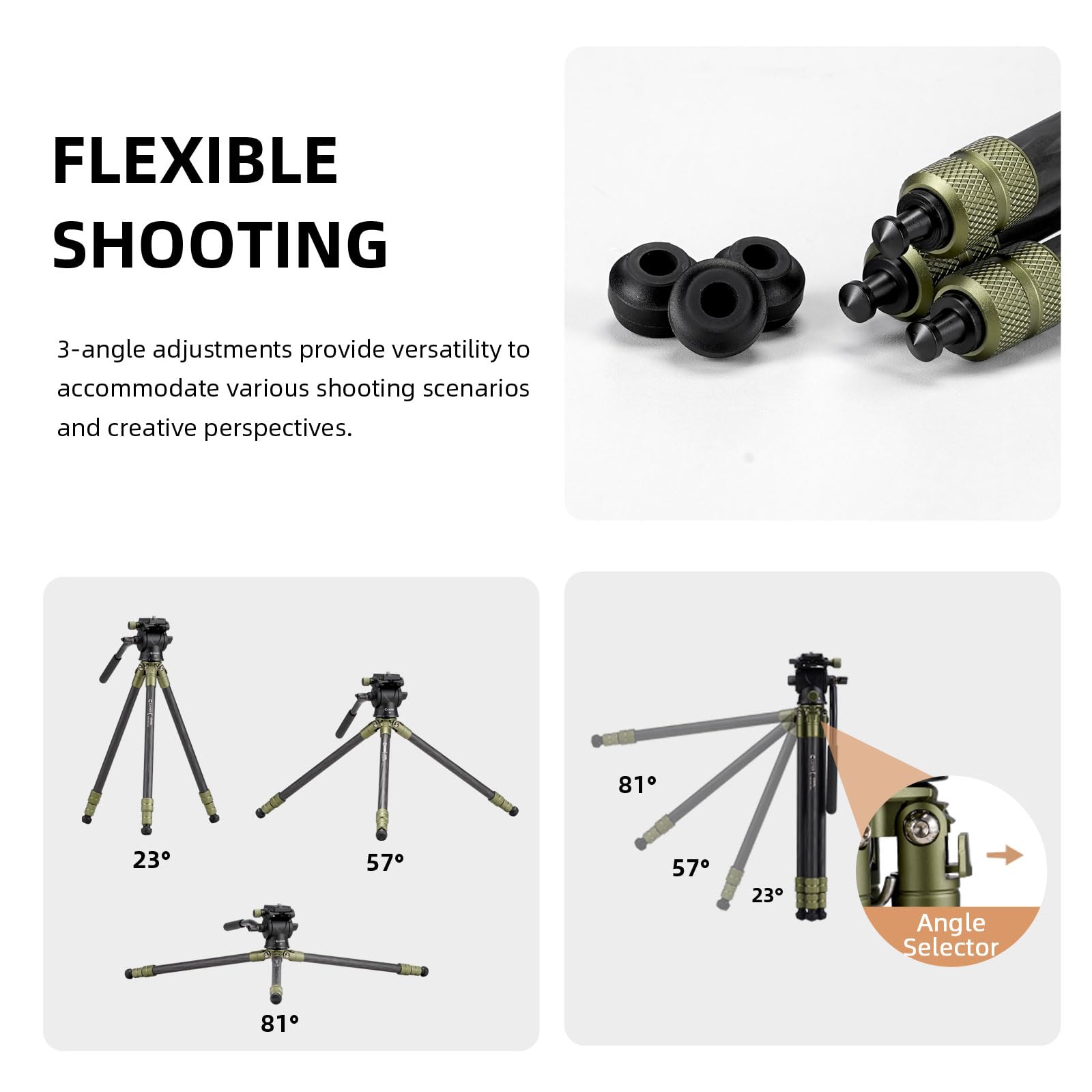 Cayer Ch10L Carbon Fiber Tripod With S1 Mini Fluid Head, 28" Compact Desktop Stand, Tabletop Camera Support With Center Column For Mirrorless Cameras Video Camcorder Mobile Phone Webcam