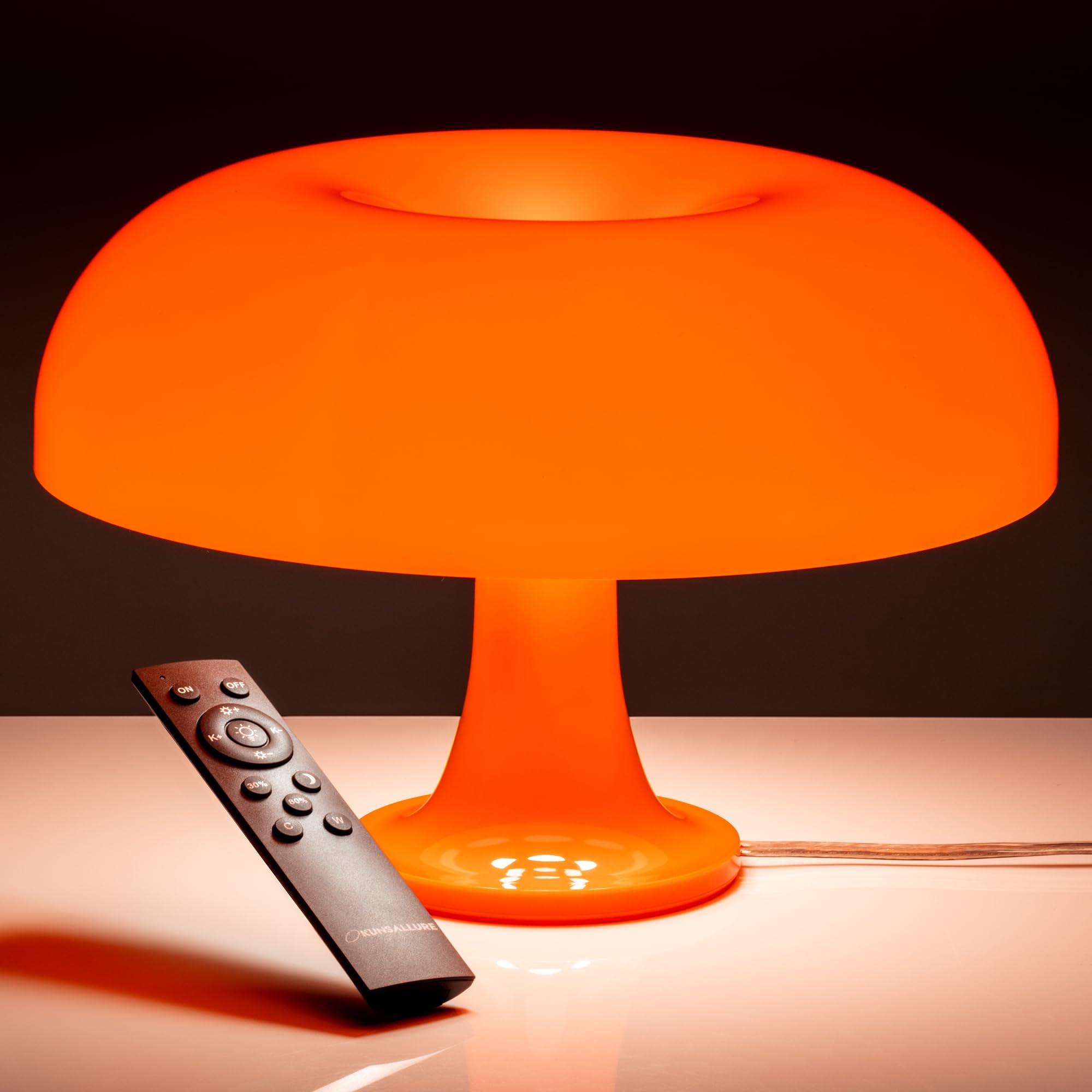 Okunsallure Orange Mushroom Lamp With 3 Lighting Modes - Attractive Funky Unique Lamps For Kids Bedroom - Dimmable 70S Retro Mid Century Vintage Collection Donut Lamp For Bedroom