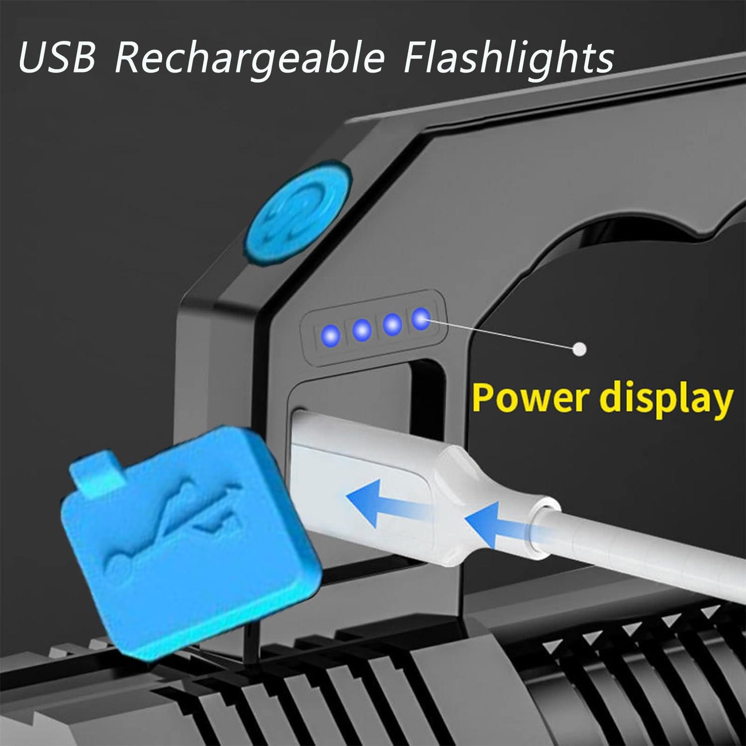 Clezgo Flashlight Rechargeable Usb High Lumens-Camping Flashlight With 4 Powerful Led Beads Handheld Flashlight For Home 4 Modes Waterproof For Outdoor Fishing Hiking Emergency