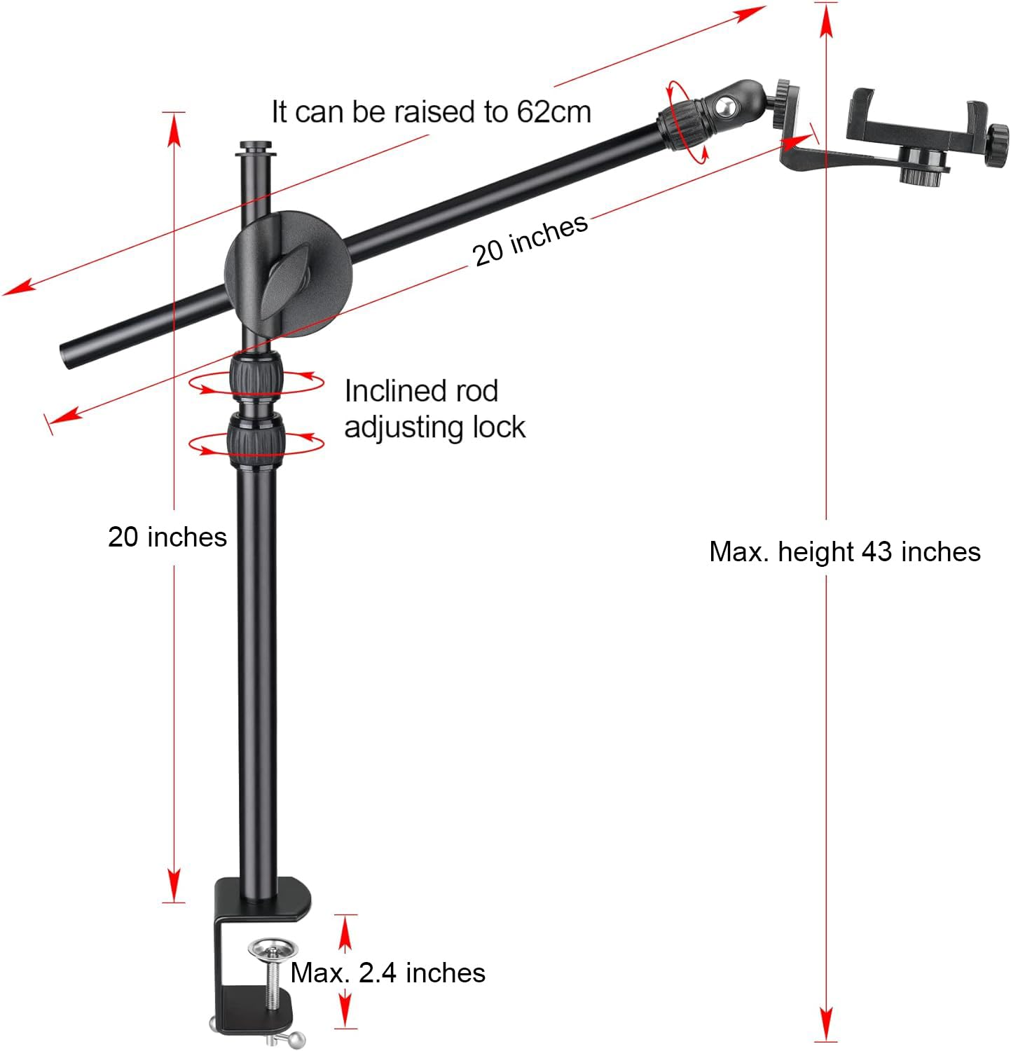 Fantaseal Overhead Tripod Phone Webcam Stand