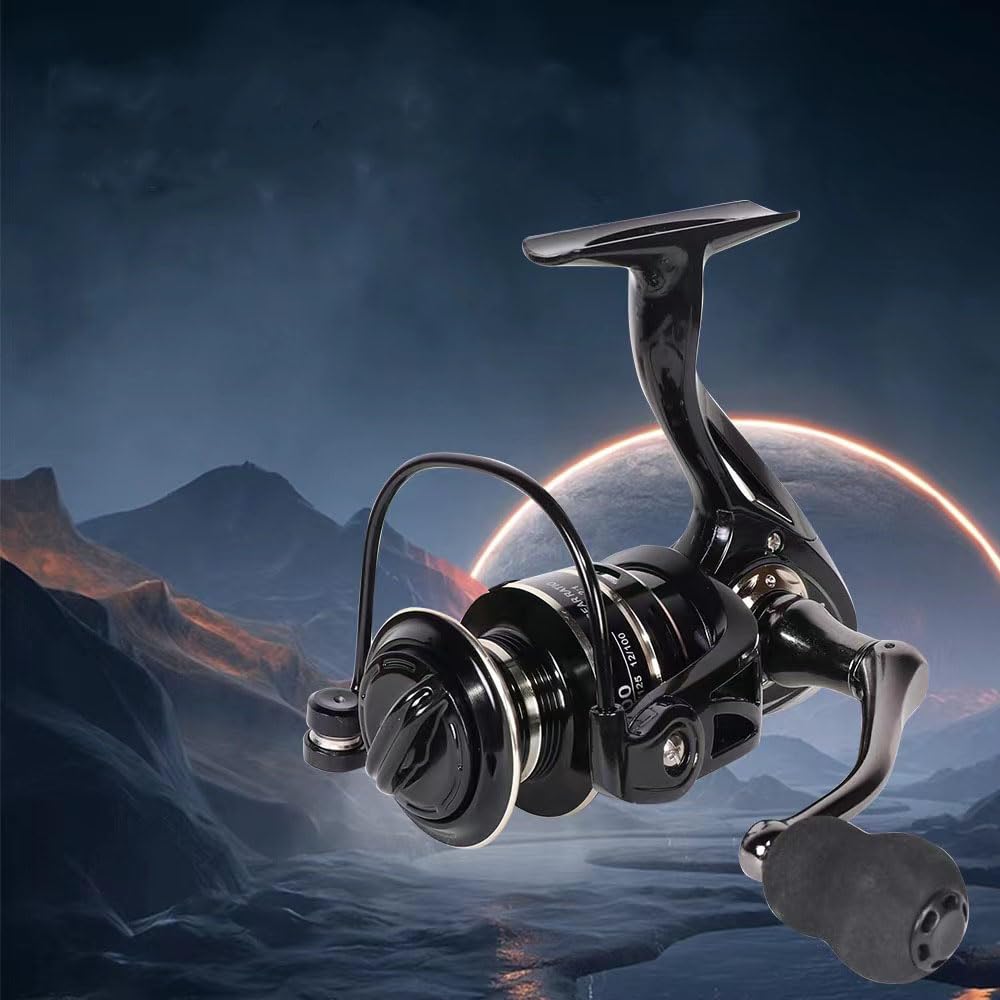 Tgpiao Spinning Reel, Fishing Reel,Nx2000-Nx7000 Series, Right/Left Handle, Eva Grip, Corrosion-Resistant, Aluminum Spool, Black
