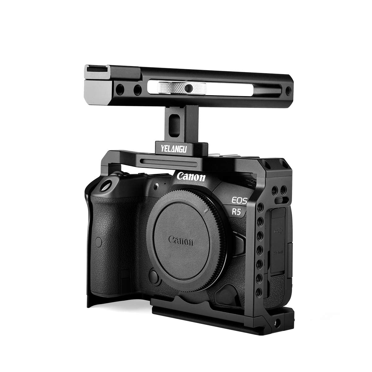 Kamthing Aluminum Video Camera Cage Stabilizer For Canon Eos R5 R6 With Top Handle Grip Multiple 1/4" 3/8" Screw Mount (Cage With Top Handle)