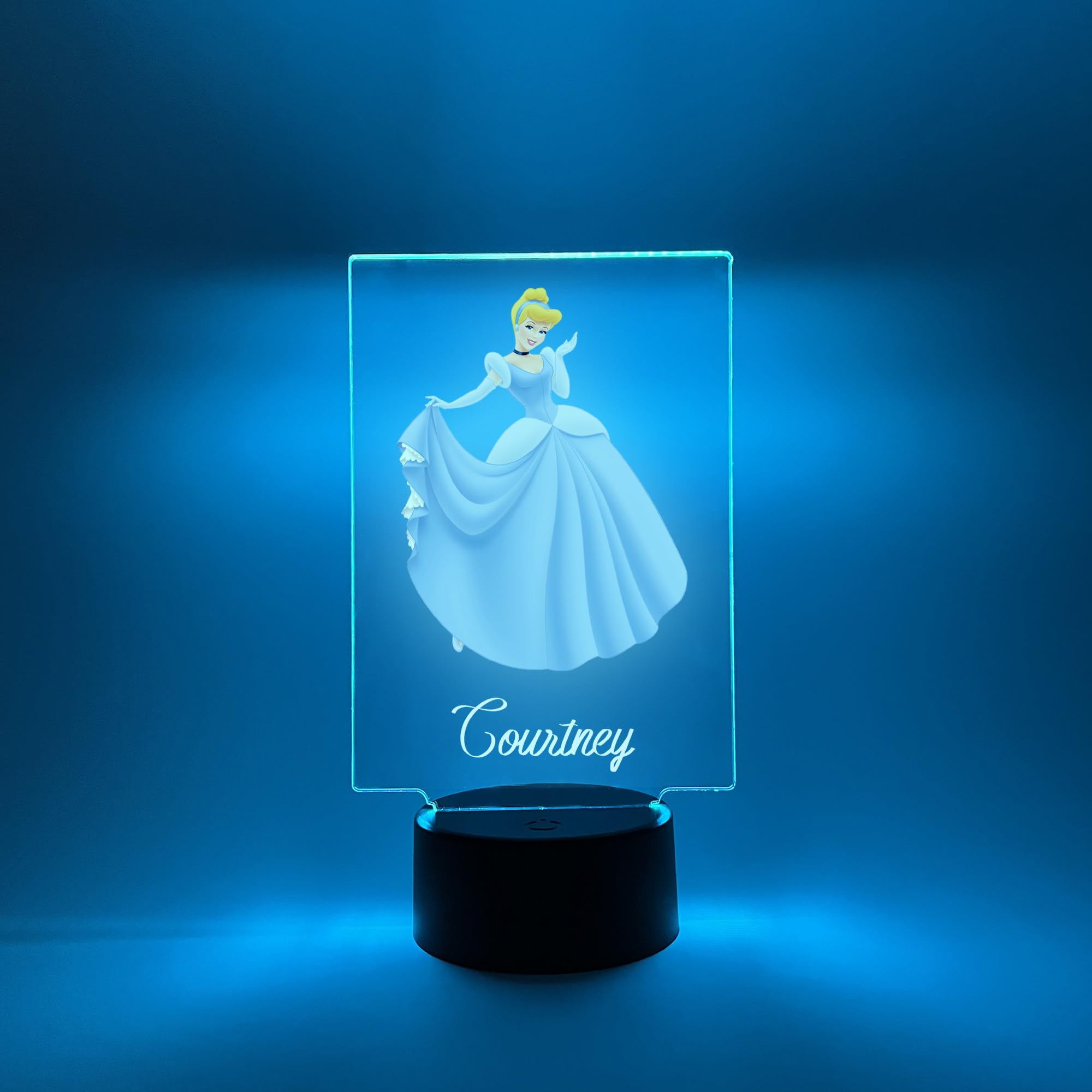 Mirror Mania Name Night Light Up Desk Table Lamp Kids Bedroom Decor Led Personalized Custom 16 Colors & Remote - Christmas/Birthday Idea For Boys & Girls, Kids, Babies, Toddlers (Princess Blue Dress)