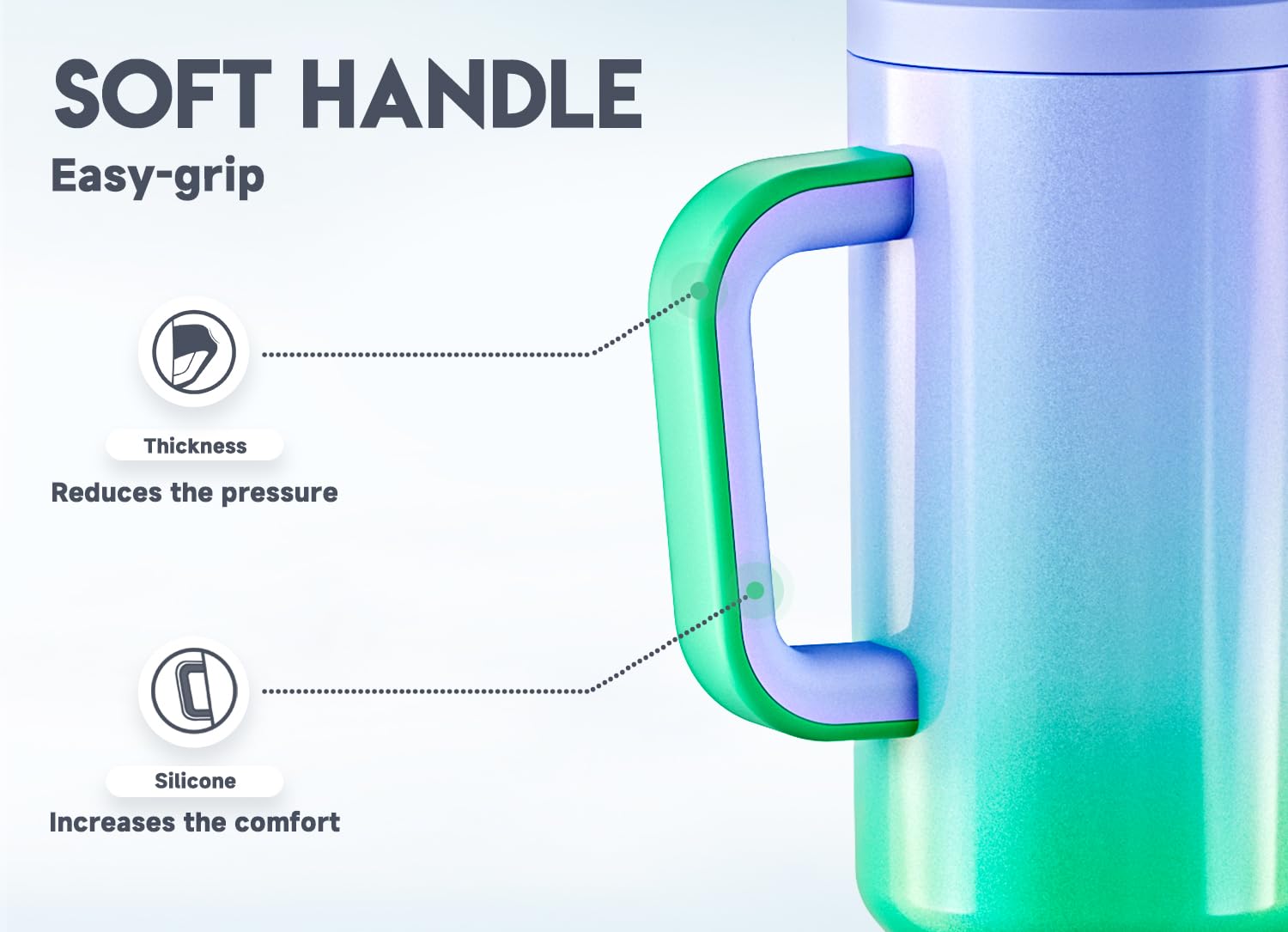 Meoky 50 Oz Tumbler With Handle, Tumbler With Lid And Straw, Insulated Stainless Steel Travel Mug