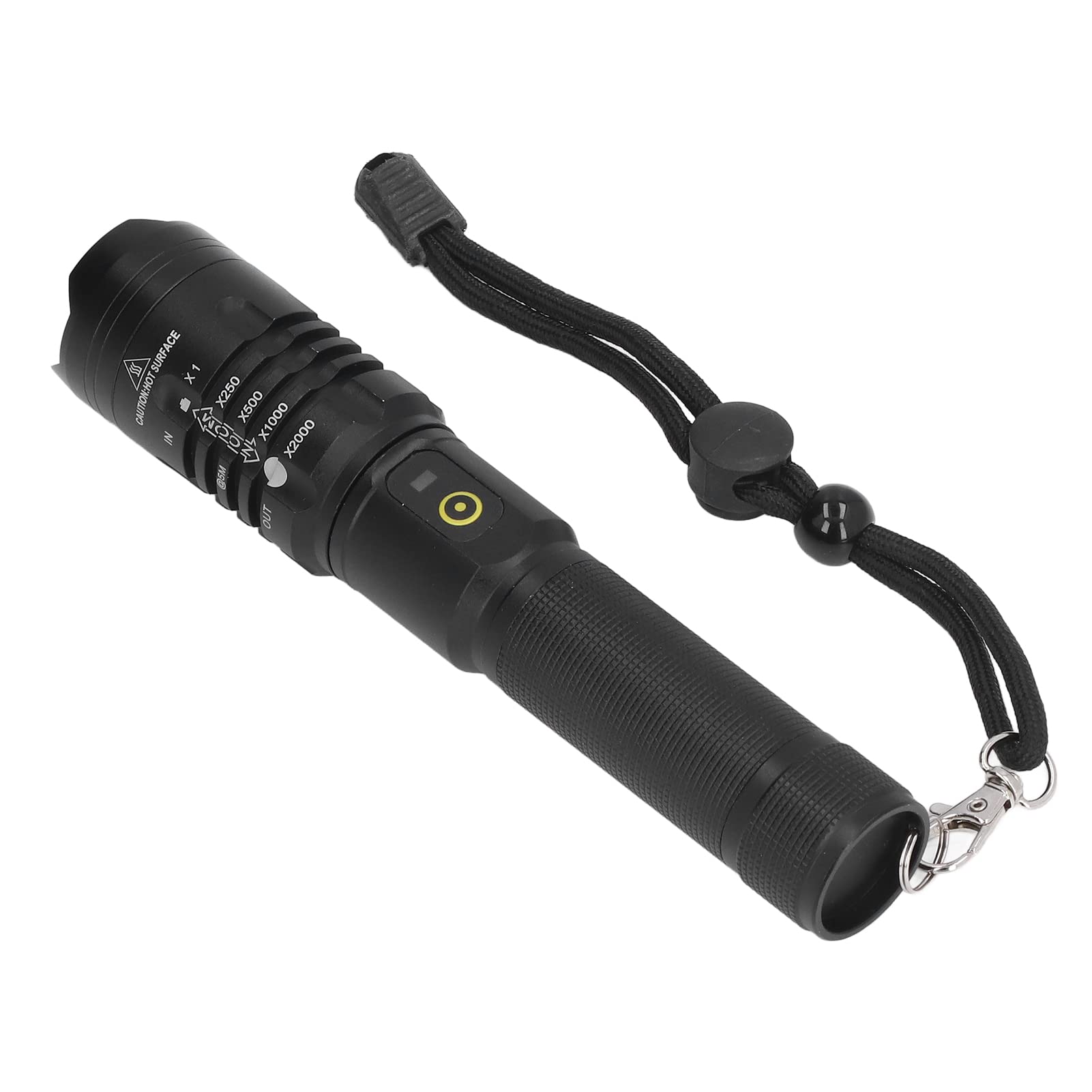 Etaingyeun Bright Rechargeable Flashlight High Power Long Life Telescopic Zoom For Outdoor Emergency Black