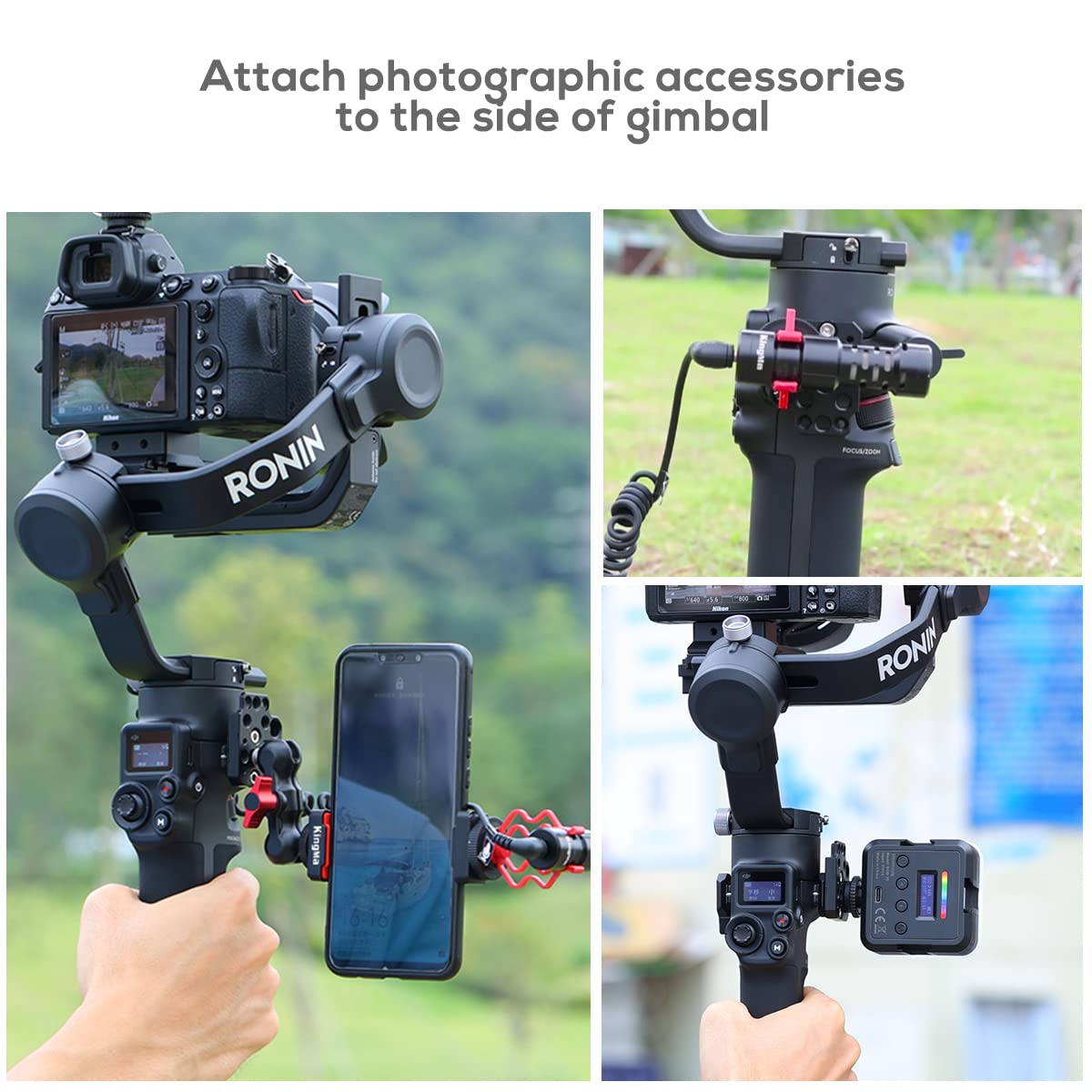 Eaxanpic Side Extension Plate For Dji Ronin S/Sc/Rs2/Rsc2,Monitor Holder Mount With 1/4 3/8 Threaded Holes Cold Shoe, Stabilizer Extension Plate For Video Light, Microphone, Monitor