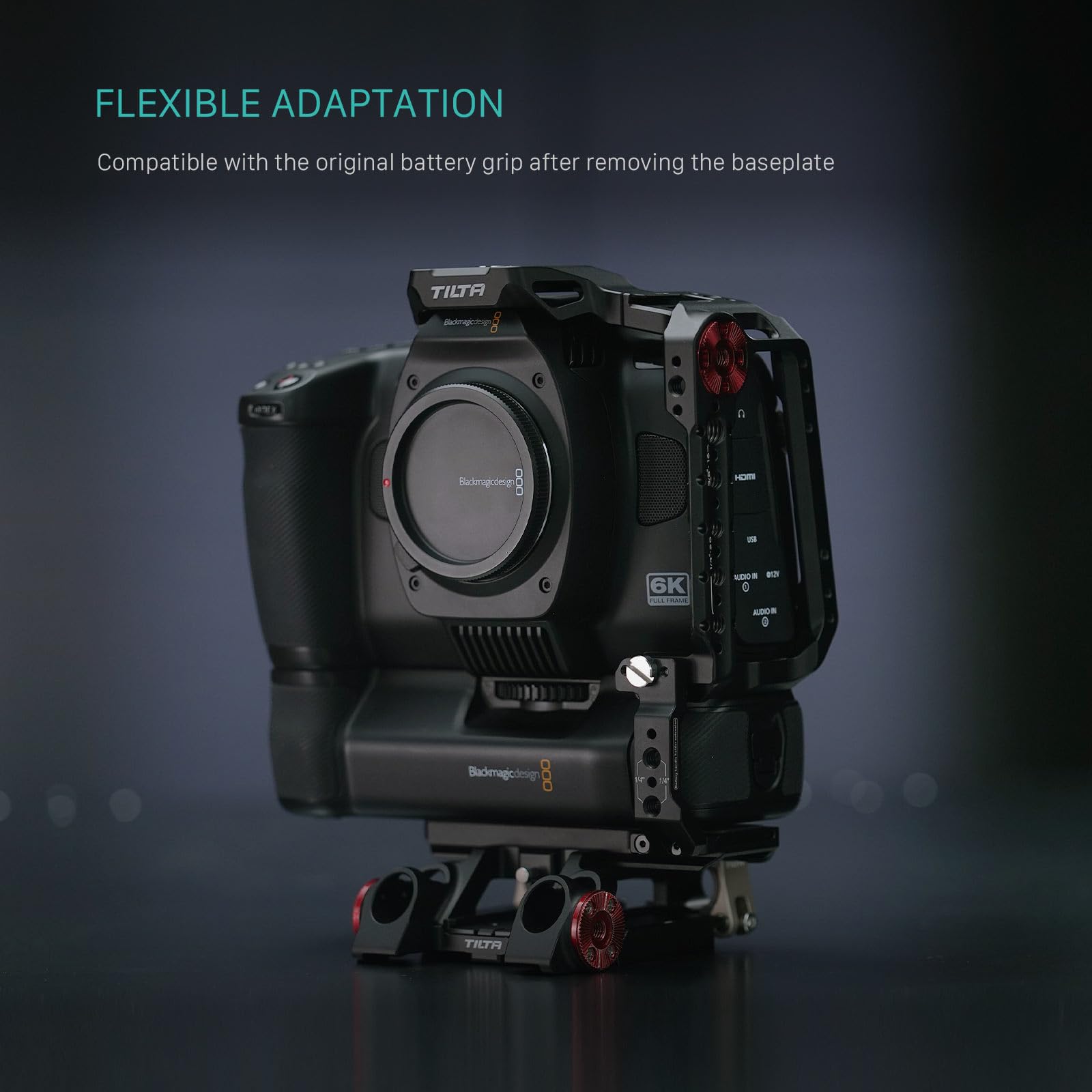 Tilta Advanced Kit For Bmcc 6K  Includes Full Cage, Top Handle, Adv. Side Handle, Baseplate, And More  Compatible With Black Magic Design Cinema Camera 6K  Cold Shoe/Arri Rosette/Nato Rail