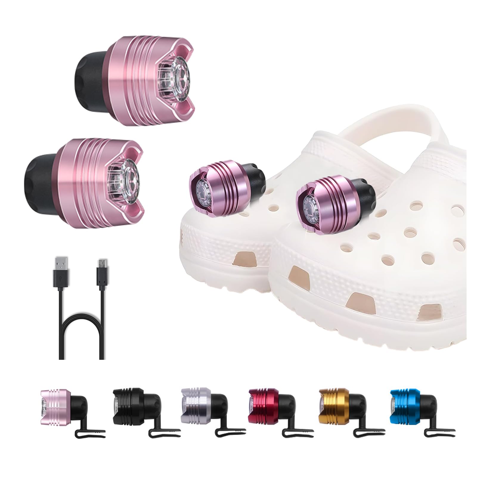 Rahan 2Pcs Rechargeable Headlights For Clogs Shoe, Led Flashlight For Night Walking, Camping, Walking Dog, Shoecharms For Boys And Girls