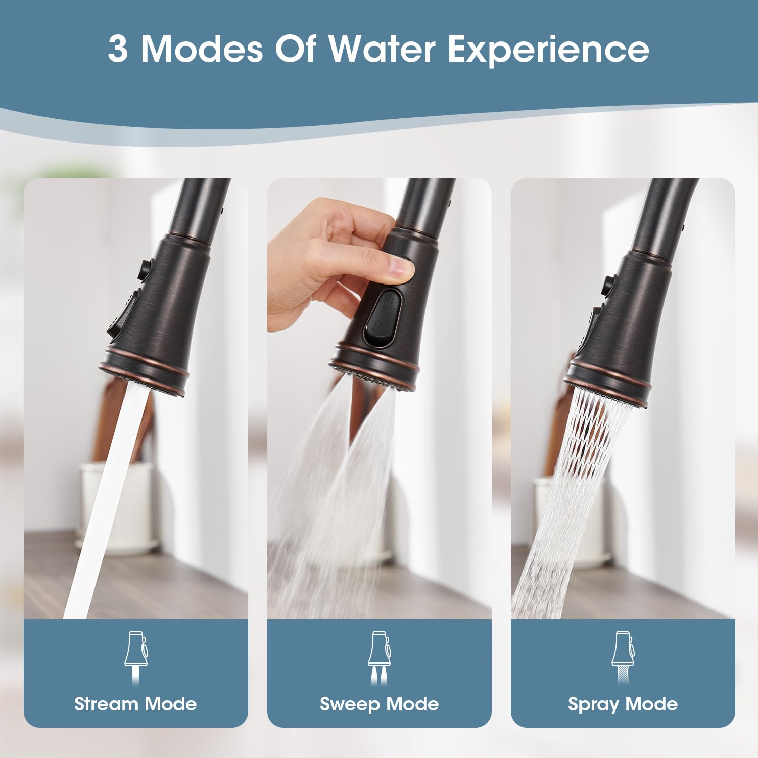 Winkear Kitchen Faucets With Pull Down Sprayer, Oil Rubber Brown Kitchen Sink Faucet Brass High Arc Single Handle Single Hole Kitchen Faucet Vintage With Deck Plate For Farmhouse Camper Laundry Rv Bar