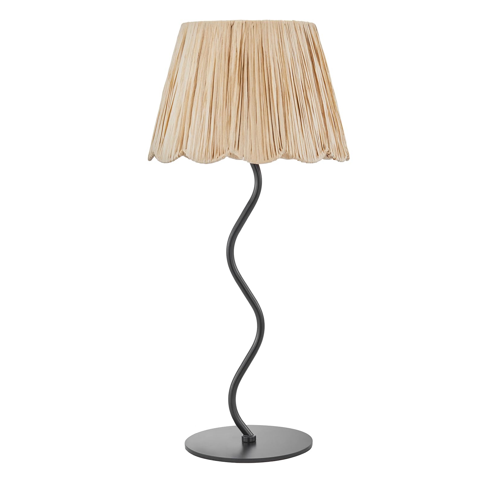 Visual Landing Modern Rattan Lampshade Table Lamps For Living Room, Bedroom, Vintage Mid Century Table Light With Metal Base, Desk Lamp,Leaves Shade Table Lamp For Office Restaurant, Black