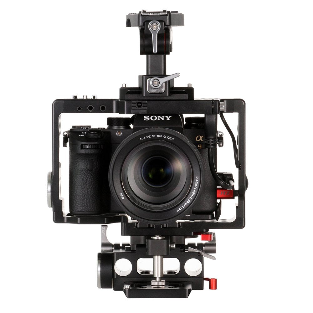 Jtz Dp30 Jl-Js7 Electronic Camera Cage Video Stabilizer Rig + 15Mm Rail Base Plate, Top Handle For Sony A9/A7Iii/A7Riii/A7Siii/A7Riv Mirrorless Camera Zoom, Focus, Rec Start/Stop