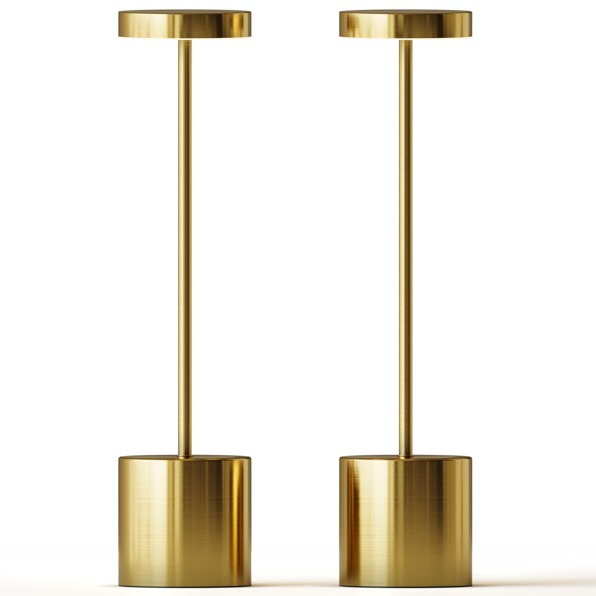 P-Maggia Cordless Table Lamps Set Of 2, 3 Color Stepless Dimming, 5000Mah Rechargeable Battery Operated Lamp, Outdoor Cordless Lamp, For Dining Room, Living Room, Bedroom, Bar, Restaurant (Gold - 2)