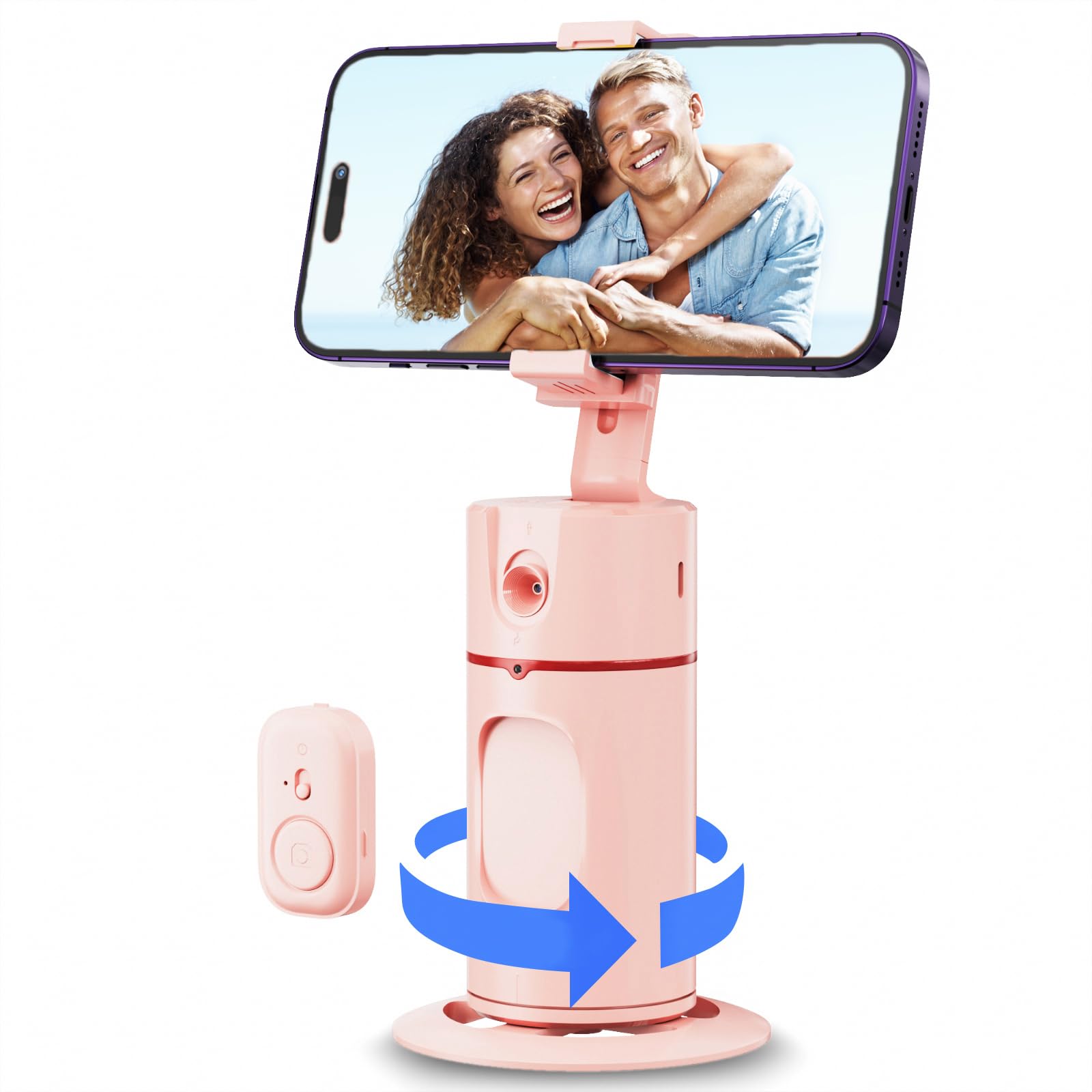 Deltahvac Auto Face Tracking Tripod - 360° Rotation Auto Tracking Phone Holder,No App, Phone Camera Mount With Remote And Gesture Control, Rechargeable Smart Shooting Holder For Video Recording