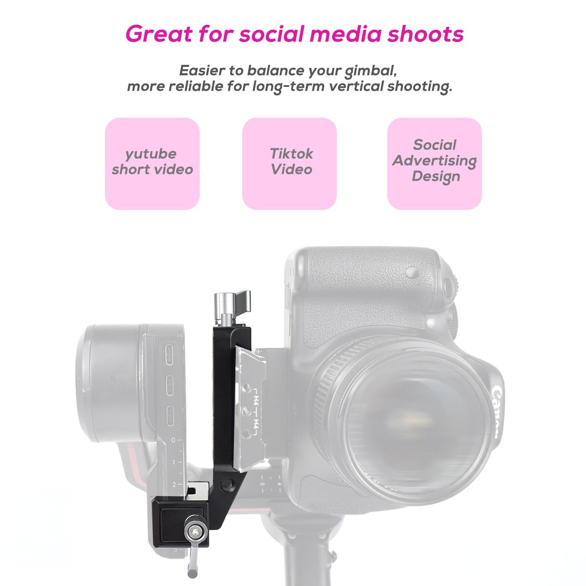 Eaxanpic Vertical Camera Mount For Dji Rs 2 / Rsc 2 / Rs 3 / Rs 3 Pro,Original Camera Mount Vertical Replacing For Reliable Vertical Shooting For Dji Gimbal Stabilizer Accessories