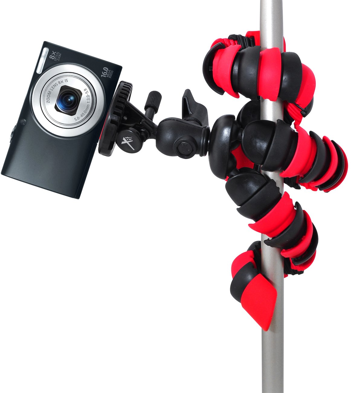 Xit Xt12Flxtr 12-Inch Flexible Tripod With Flexible, Wrapable Legs, Quick Release Plate And Bubble Level (Red/Black)