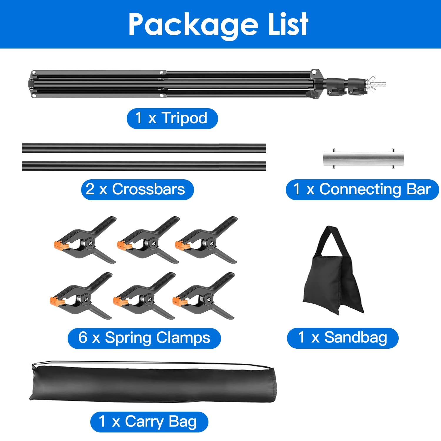 Imountek Backdrop Stand For Party, T-Shape Adjustable Photo Video Studio Photography Background Stand, 5×6.5Ft Photo Backdrop Stand With 6 Spring Clamps Sandbag Carry Bag For Birthday/Party/Wedding