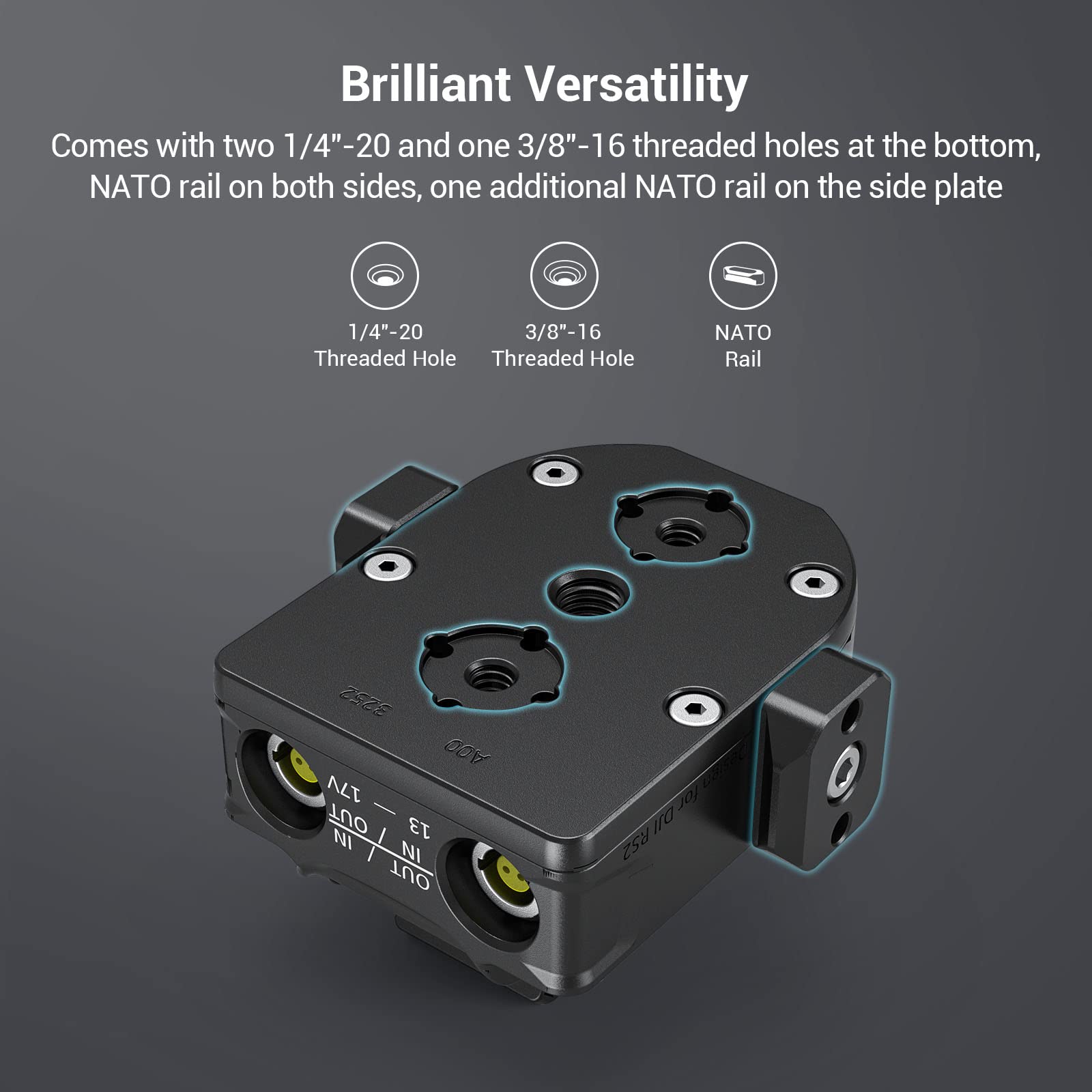 Smallrig Power Supply Base Plate For Dji Rs 2 / Rs 3 Pro/Rs 4 Pro Gimbal, External Power Solution For Dji Rs 2 / Rs 3 Pro/Rs 4 Pro