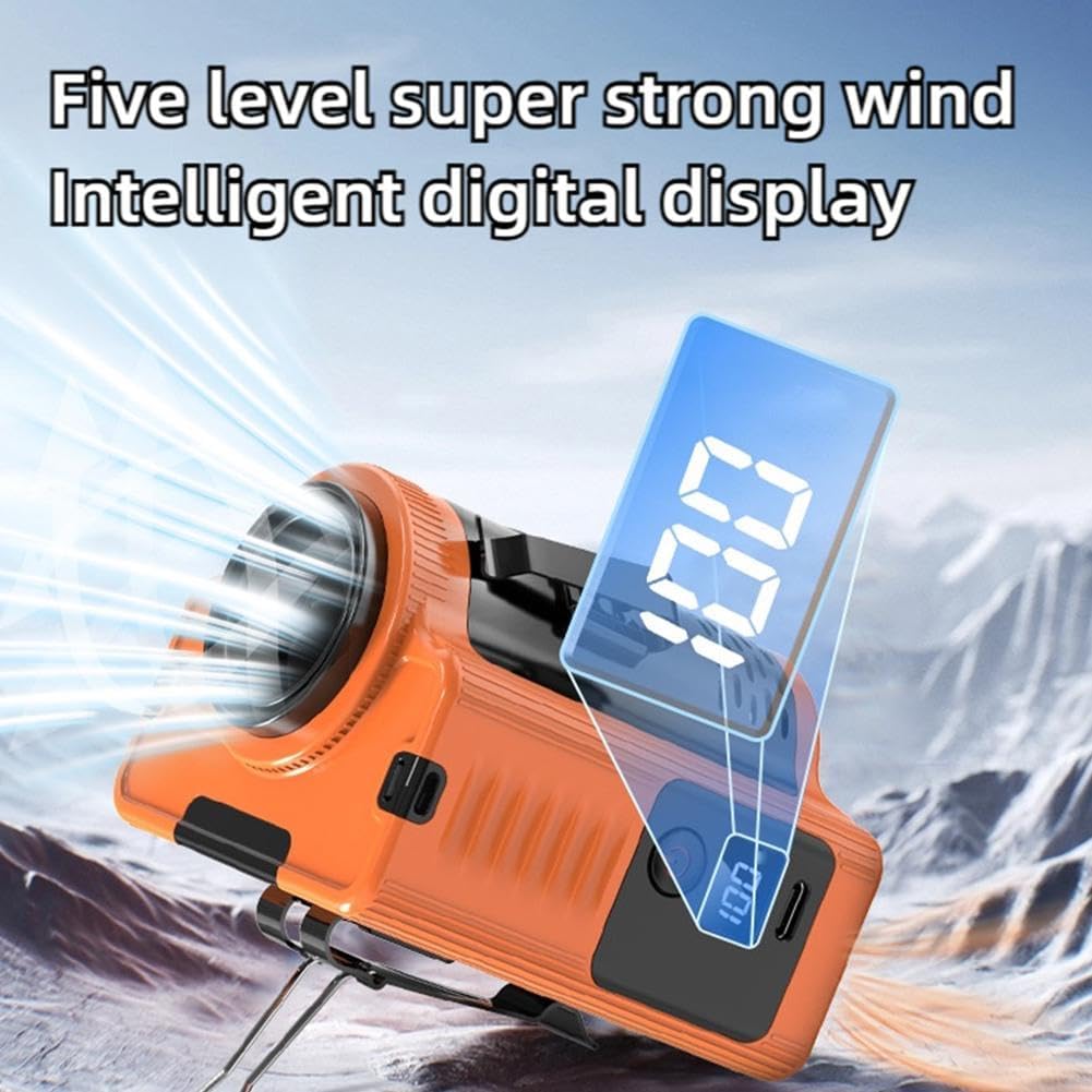 Portable Fan With Led Light, 10000Mah Rechargeable Battery, 5 Speeds Ultra-Strong Airflow Wearable