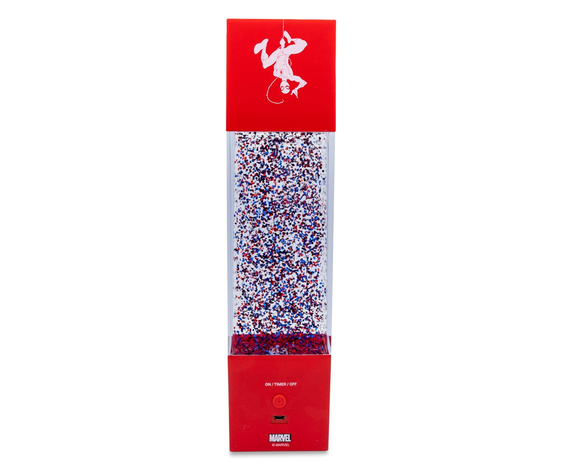 Ukonic Marvel Spider-Man Usb Powered Glitter Motion Lamp Led Light | Nightstand Table Lamp For Bedroom, Desk, Living Room | Home Decor Room Essentials | Comic Book Toys, And Collectibles | 12 Inches