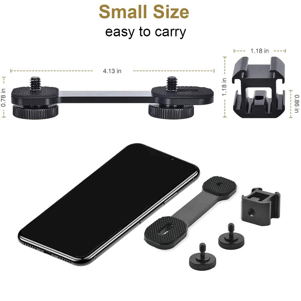 Senmubery Triple Cold Shoe Mount Universal Bracket Holder For Led Video Light Dslr Phone Gimbal Stabilizer
