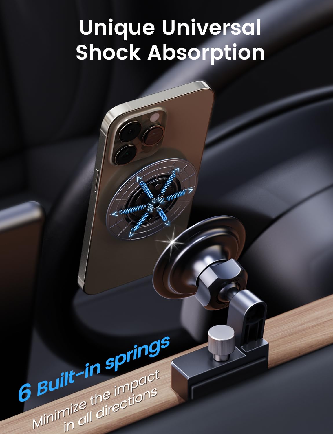 Marnana Phone Holder For Tesla Model 3/Y, For Magsafe Magnetic Universal Shock Absorption(6 Built-In Springs) Car Mount, 360 Degree Rotatable Phone Mount For Car Fit For Iphone 12/13/14/15 Series