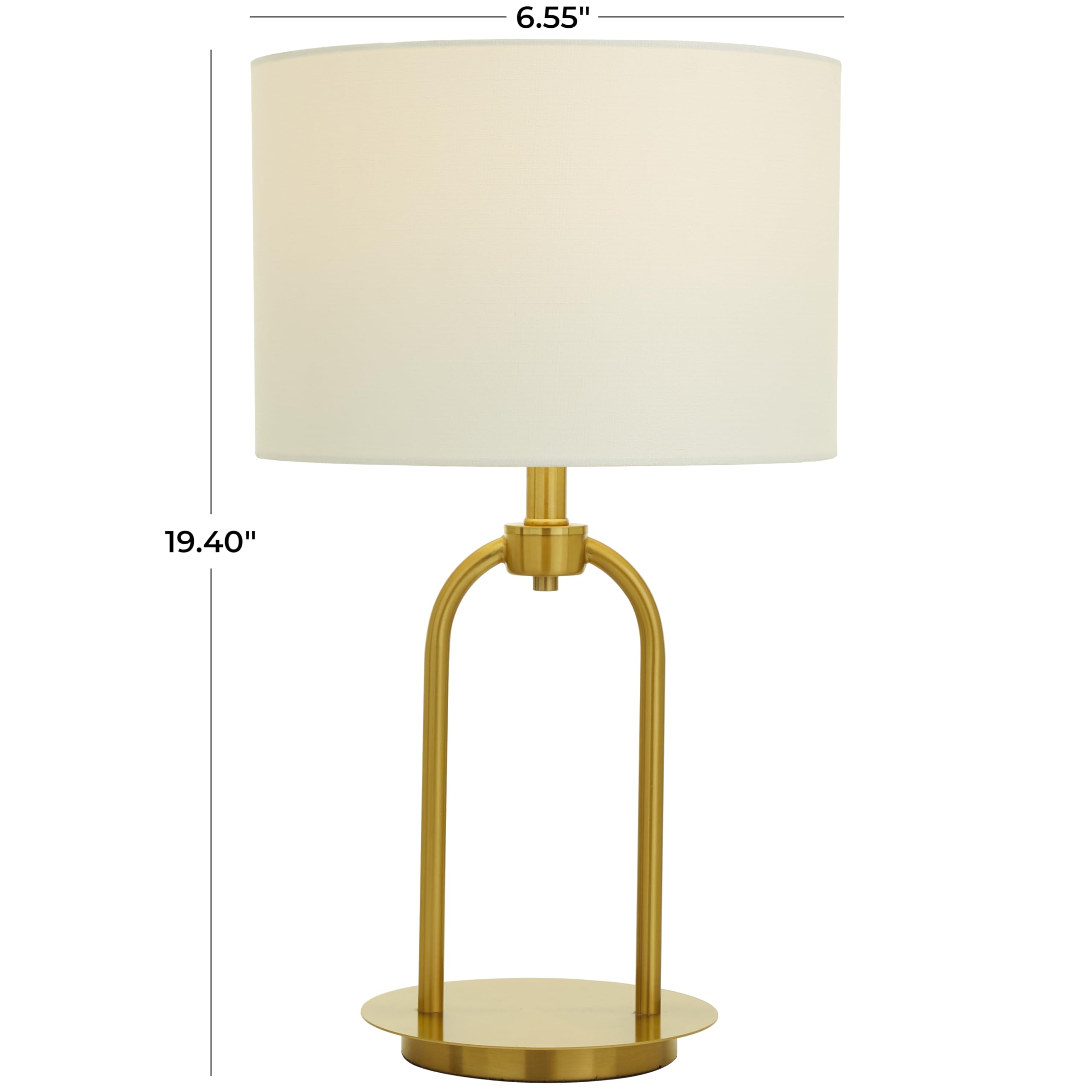 Cosmoliving By Cosmopolitan Deco 79 Metal Room Table Lamp Arched Accent Lamp With Drum Shade, Lamp 7" X 7" X 19", Gold