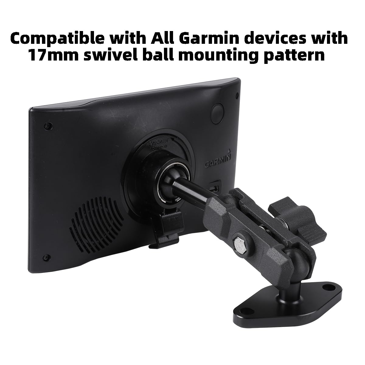 Leenconghui Aluminum Amps To 17Mm Ball Adapter With Extension Rod For Car Phone Holder, Drill Mount Ball Plate Base Meets Industry Standard Amps Hole Pattern,Compatible With Garmin Gps Nuvi Dezl Drive Zumo Rv