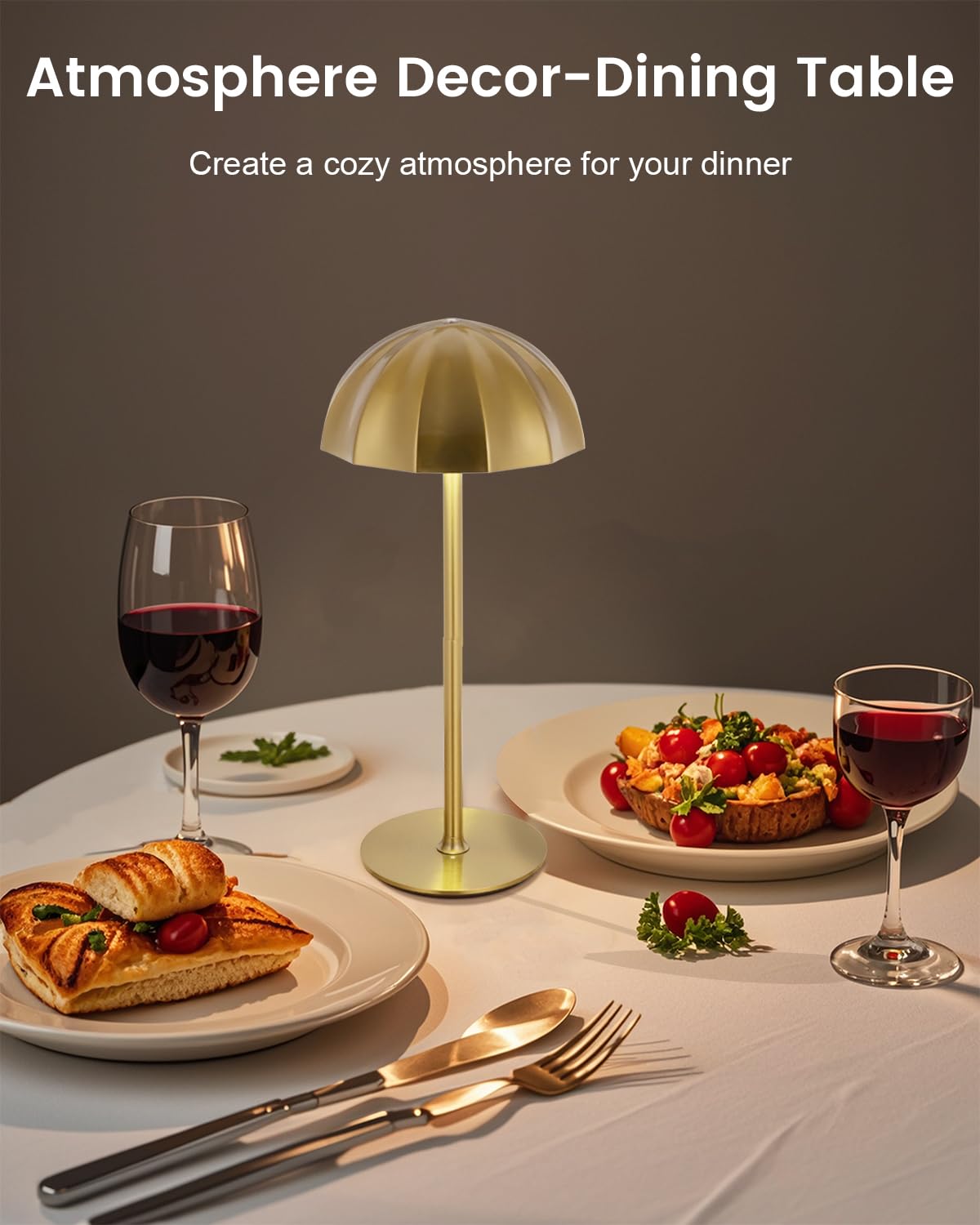 Moddeny Gold Rechargeable Table Lamp Cordless, 4000Mah Battery Powered Table Lamps With 3 Colors Stepless Dimming For Living Room, Wireless Table Lights For Bedroom/Desk/Cafe/Dining Room/Terrace