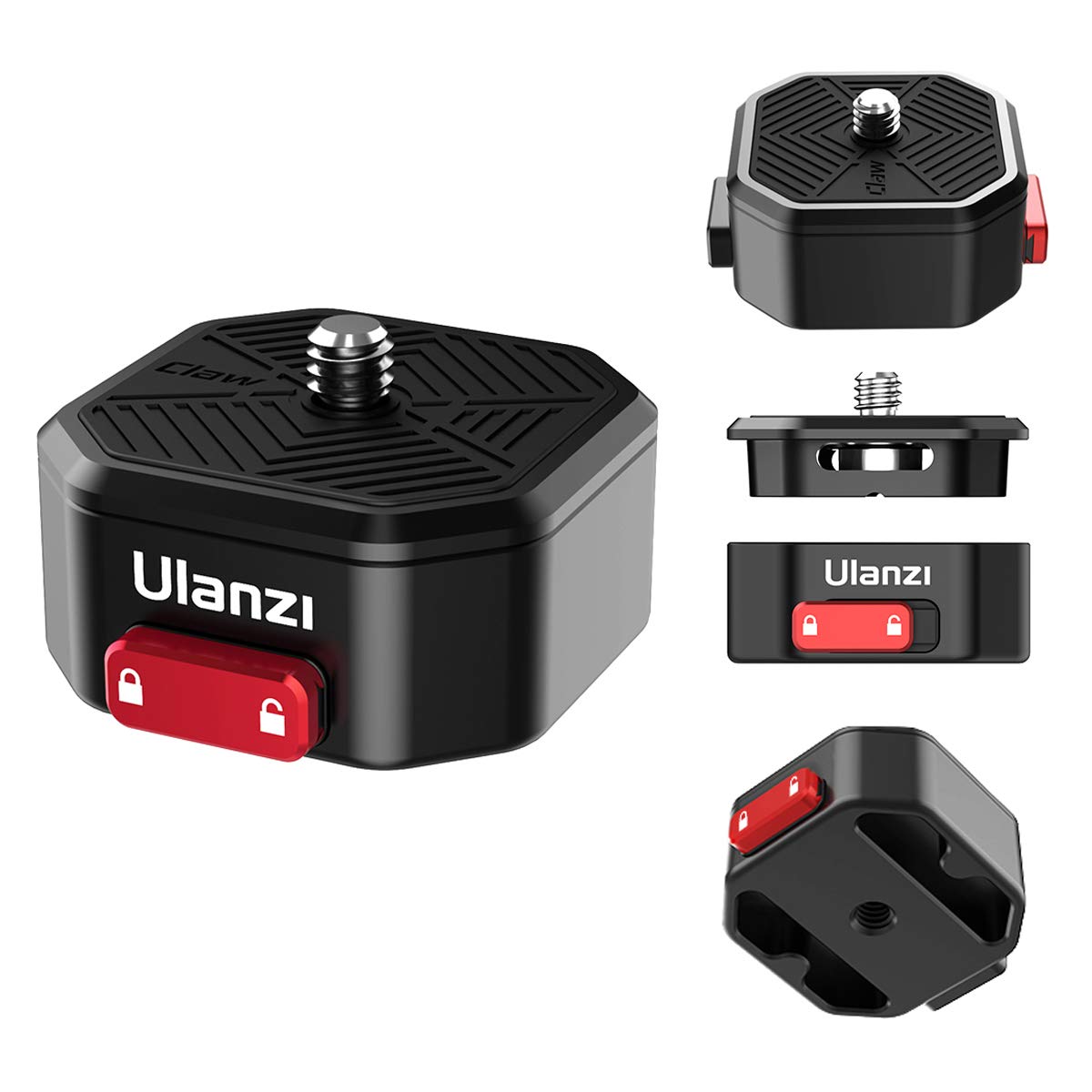 Ulanzi Claw Quick Release Plate Tripod Qr Camera Mount Adapter, Quick Setup Kit With 1/4'' Screw For Canon/Sony/Nikon Cameras/Zhiyun/Feiyu/Dji/Moza Stablizers Switch Between Tripod/Monopod/Slider