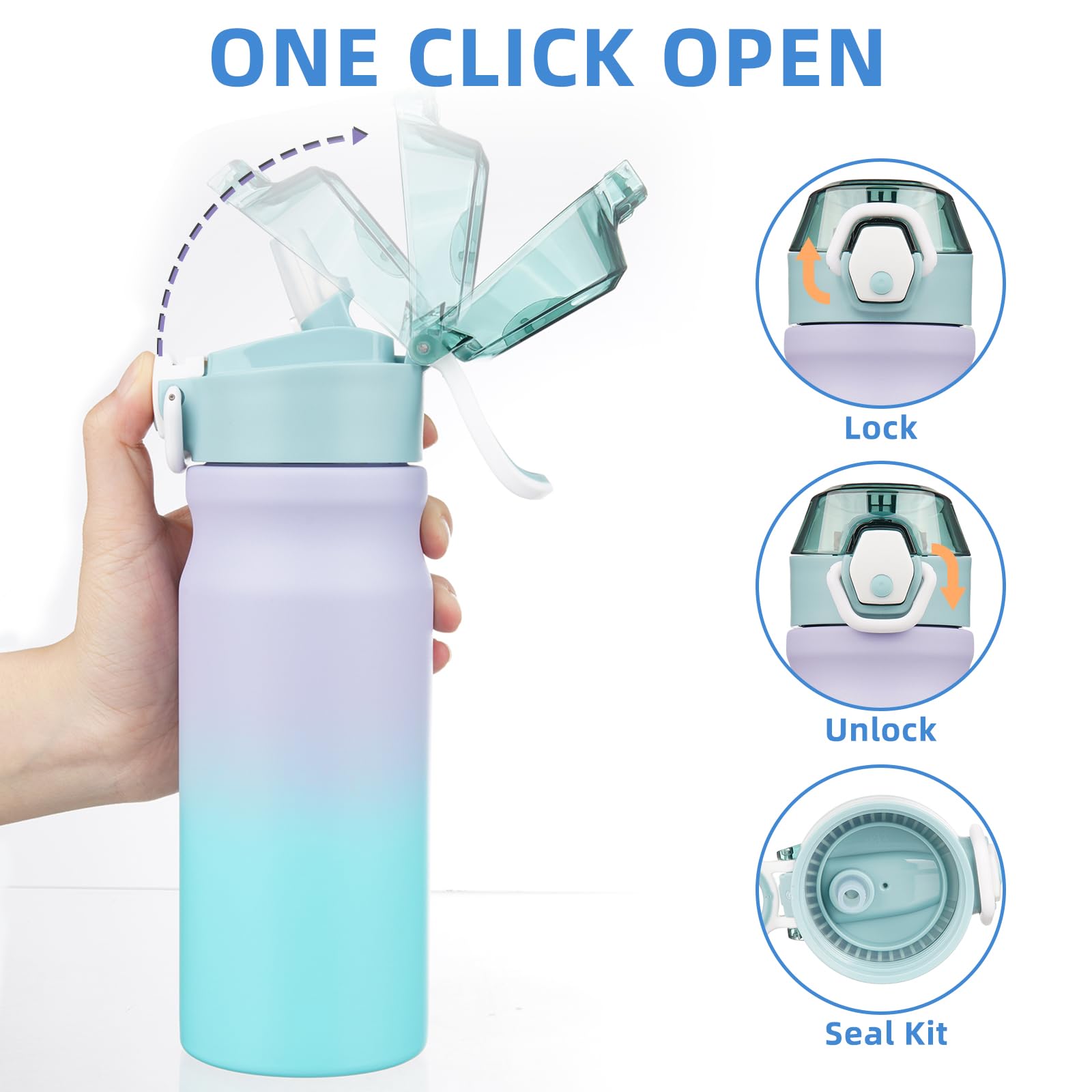 Bjpkpk Water Bottle With Straw 18Oz Insulated Water Bottles Reusable Stainless Steel Metal