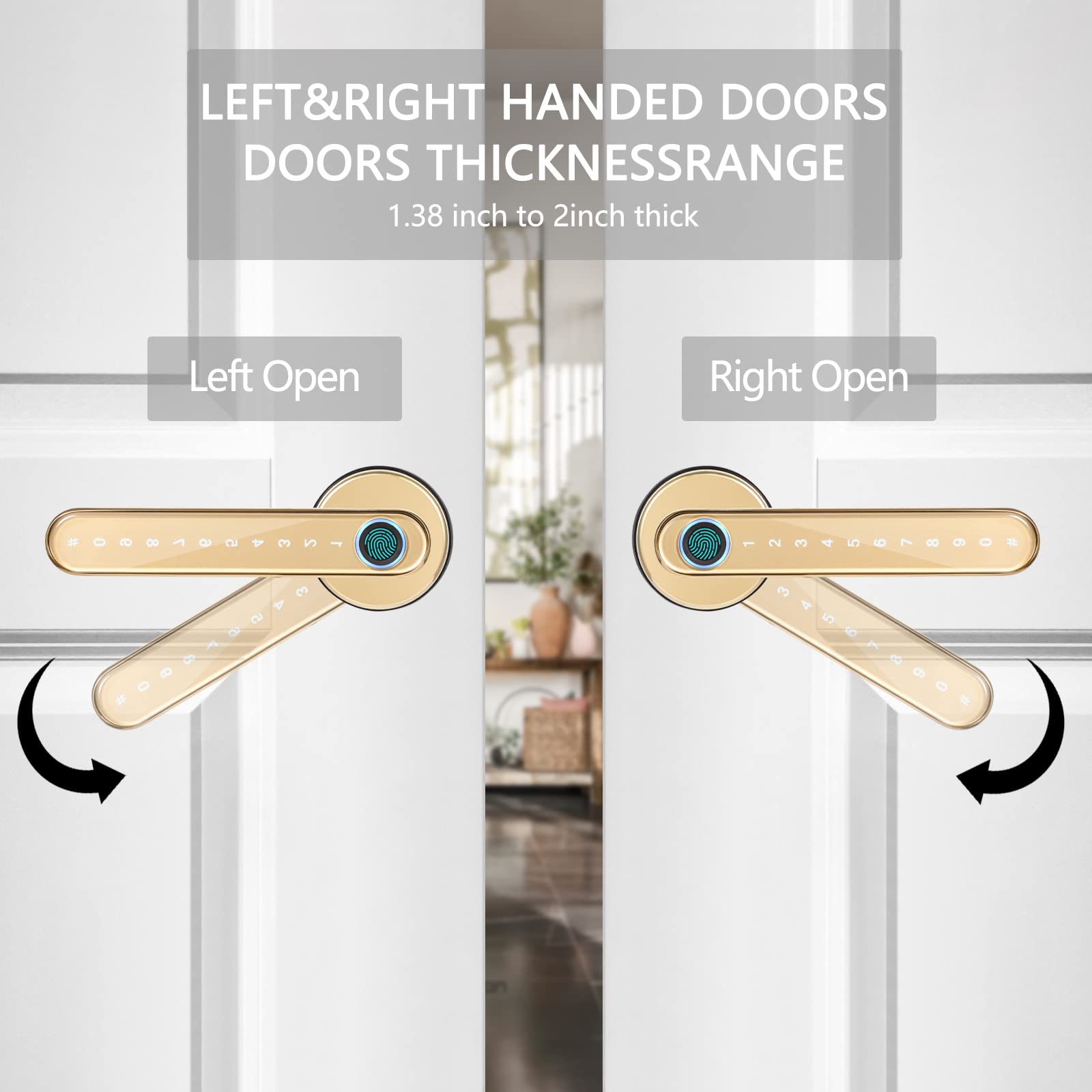 Laxre 4-In-1 Keyless Entry Smart Lock, Fingerprint + Code + Mechanical Keys + Bluetooth