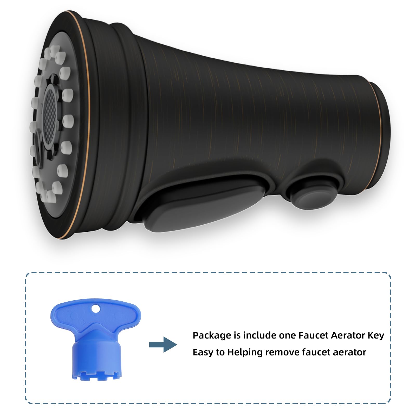 Ifealclear Universal Pull Down Kitchen Faucet Spray Head, 3 Function Kitchen Sink Sprayer Replacement Nozzle, Compatible With Moen, Delta, Kohler, American Standard, 15 Adapters, Oil Rubbed Bronze