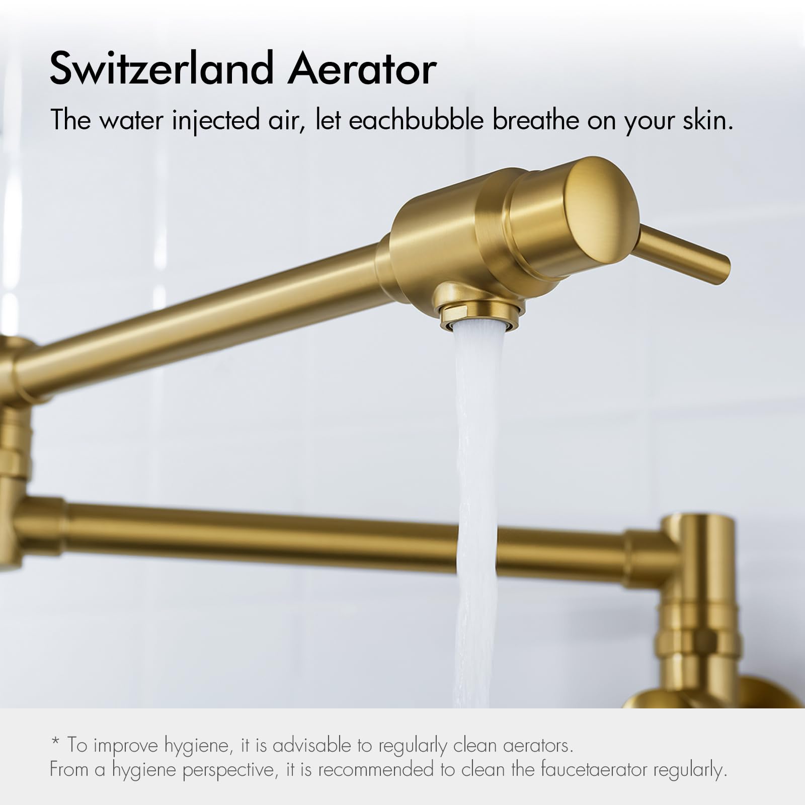 Bagnolux Gold Pot Filler Faucet, Traditional Double Handle Single Hole Coffee Machine Wall Mount With Spout Reach Double-Jointed Swivel Copper Stove Kitchen Faucet 23.4 Inch, Brushed Old Gold