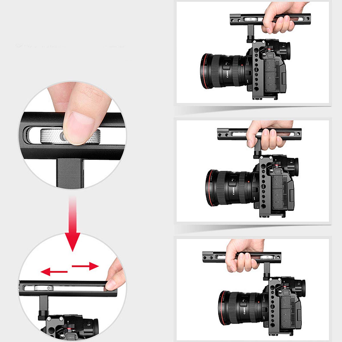 Foto4Easy Camera Cage Stabilizer,Aluminum Alloy Camera Video Cage With Cold Shoe And Top Handle Grip For Dslr Cameras Panasonic S1 S1H S1R