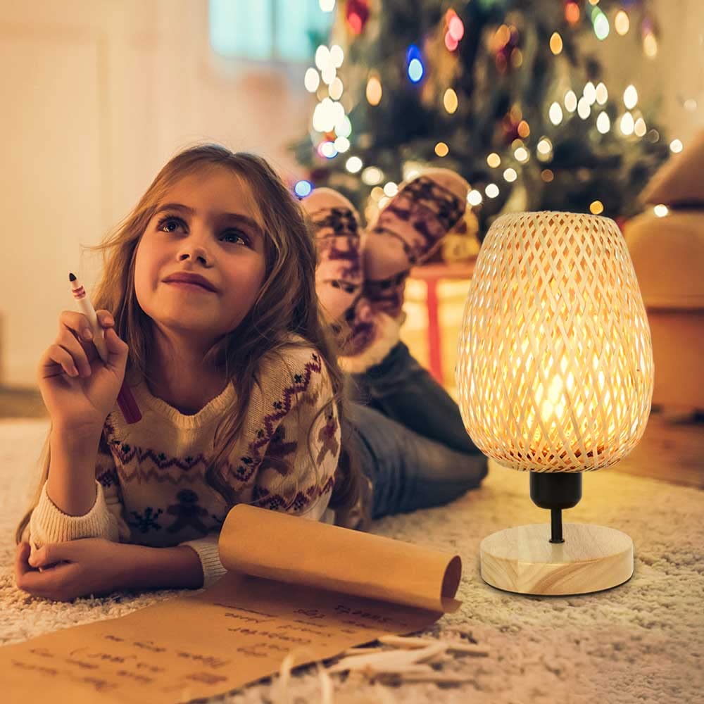 Dinglilighting Dllt Small Desk Lamp Table Lamps Decorative Vintage Wooden Table Lamp With Shade, Rustic Table Night Light With Anti-Slip Pad For Bedroom, Study Room, Cafe, Bookcase, E26 Blub Included