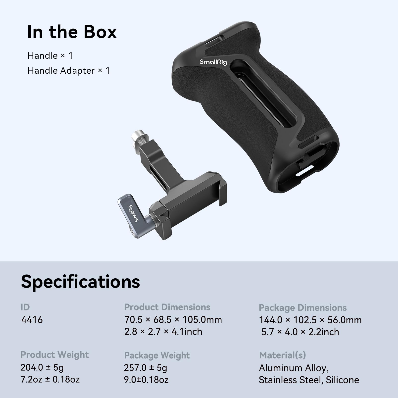 Smallrig Side Handle For Arca, 36Mm Up And Down Adjustable, Left Or Right Side Ergonomic Handgrip For Camera Cages With Plate For Arca, Built-In 1/4"-20 Threaded Hole, Strap Slot, Cold Shoe - 4416