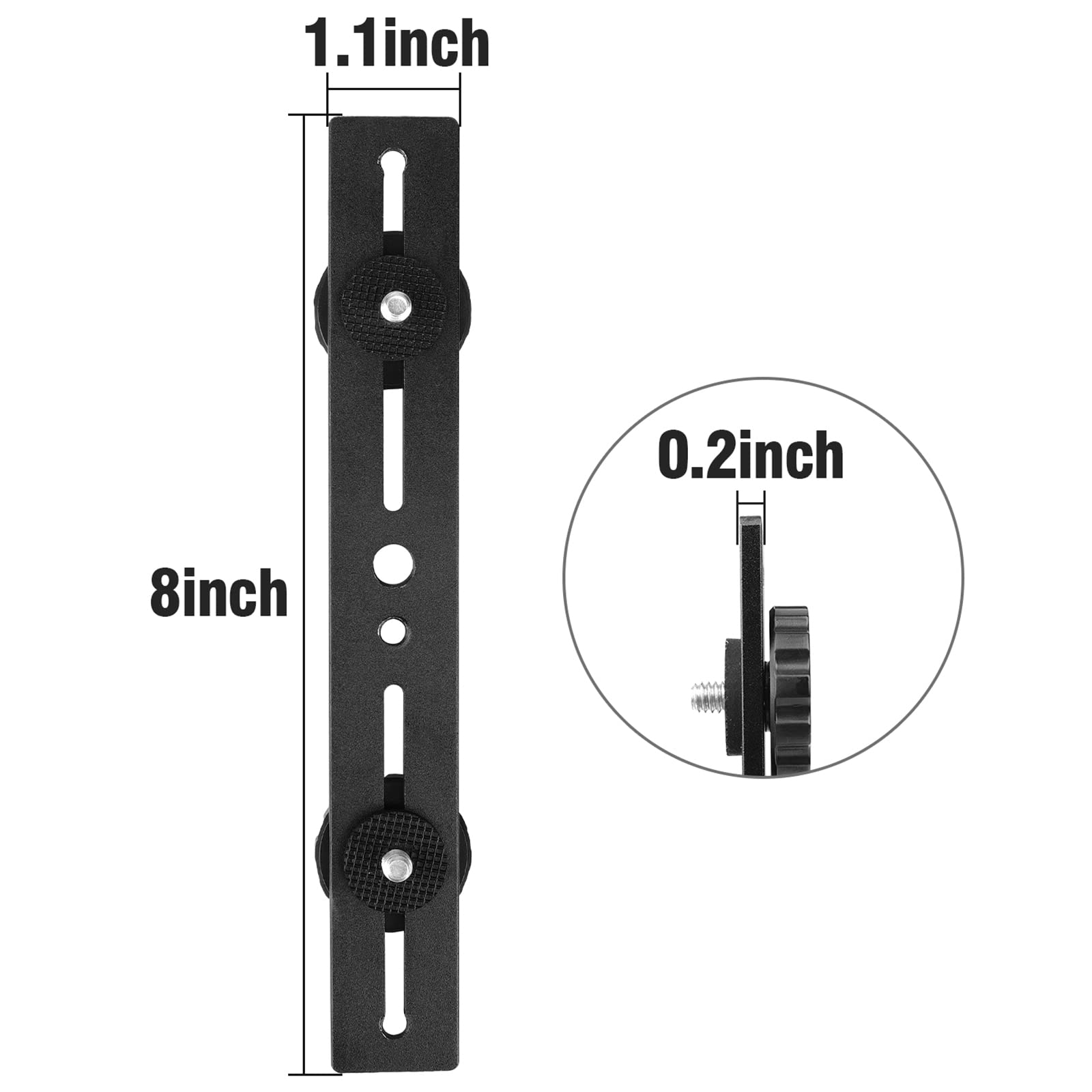 Chromlives Dual Camera Mount Flash Extension Bar, 8"/20.3Cm Tripod Bracket Mount, 1/4'' Dual Hot Shoe Mount For Camera Compatible With Led Light, Dslr Camera, Tripod And More