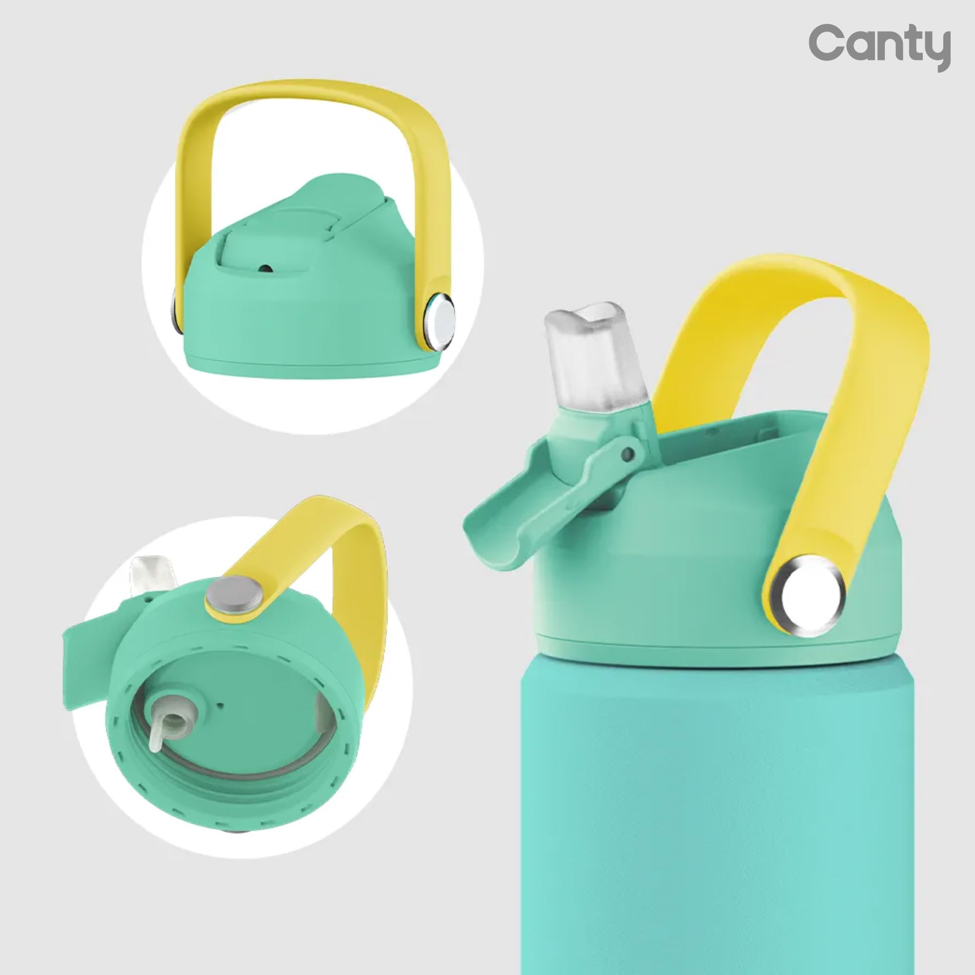 Canty Kids Stainless Steel Water Bottle With Straw, Anti-Slip Base And able Full Colored Box