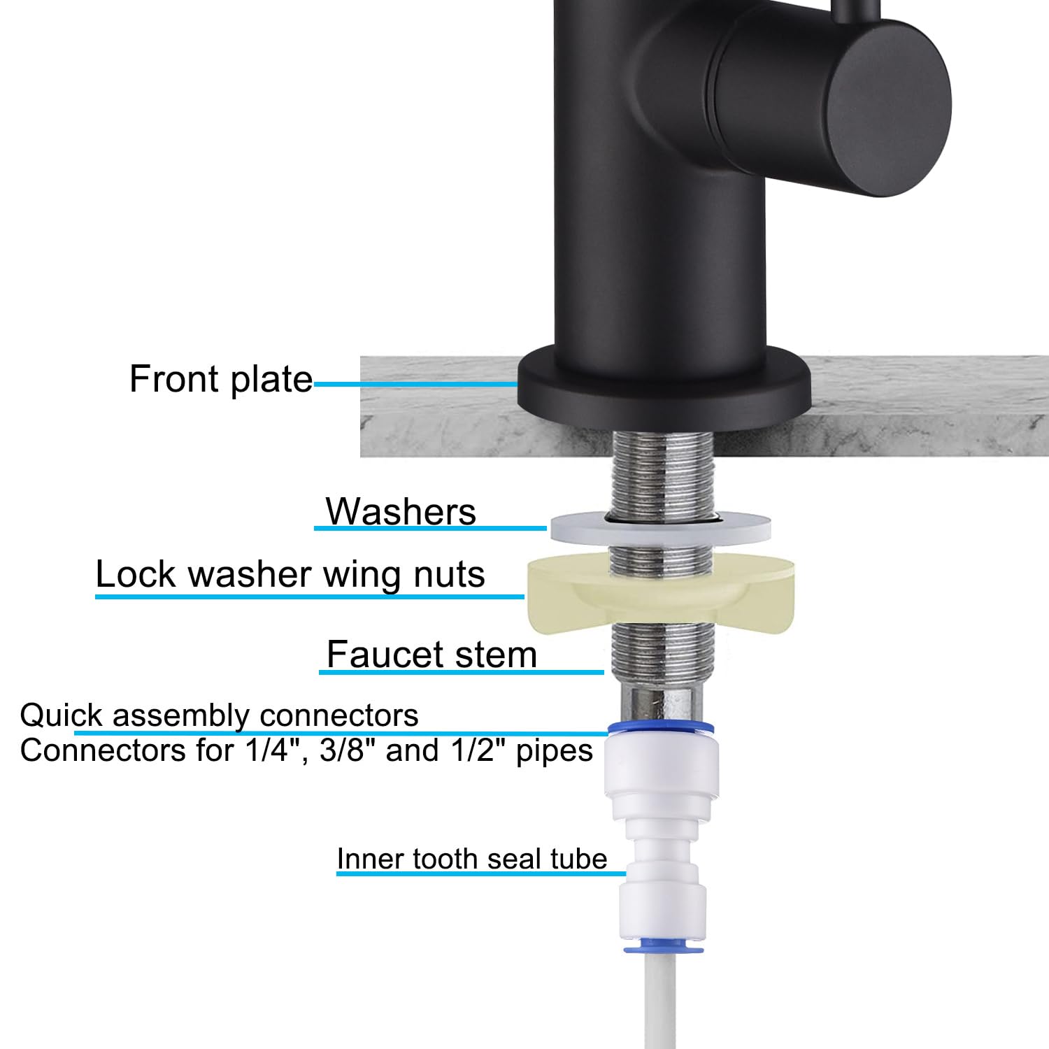 Deokxz Matte Black Drinking Water Filter Faucet For Kitchen Sink Reverse Osmosis Ro System, Lead- Sus Stainless Steel With Brass Finish (Matte Black)