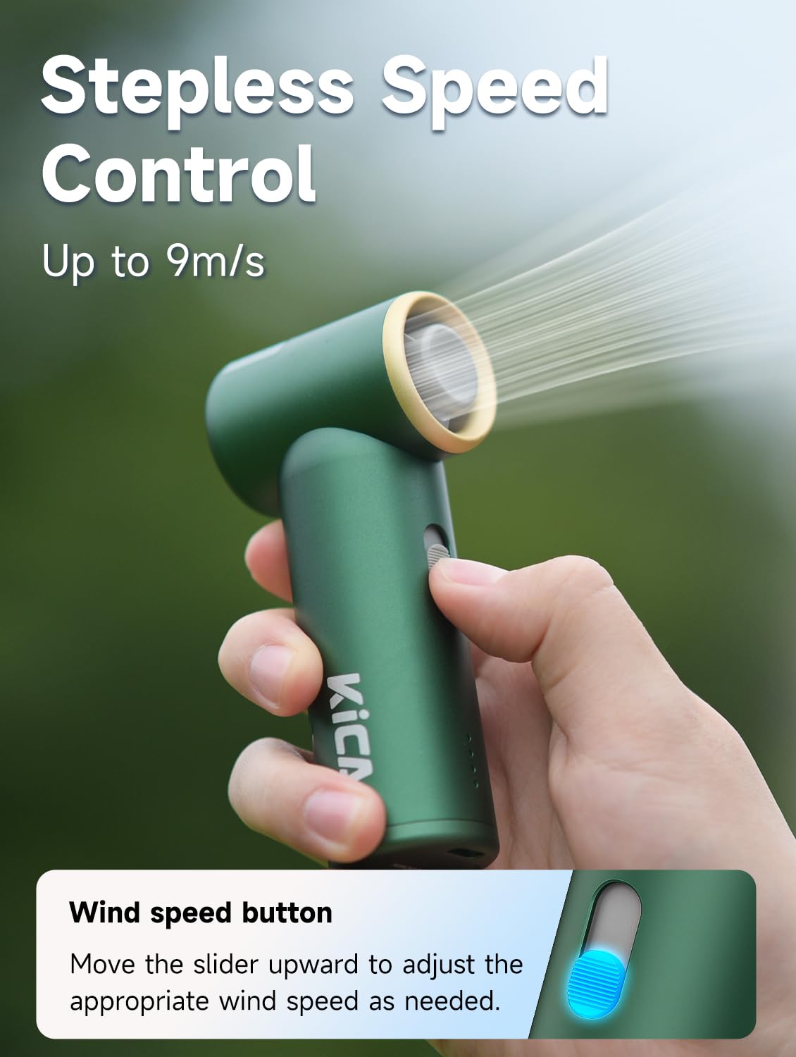 Kica Portable Fan, Usb Rechargeable, 15H Runtime, Stepless Speed Control, Handheld Mini Turbo Fan